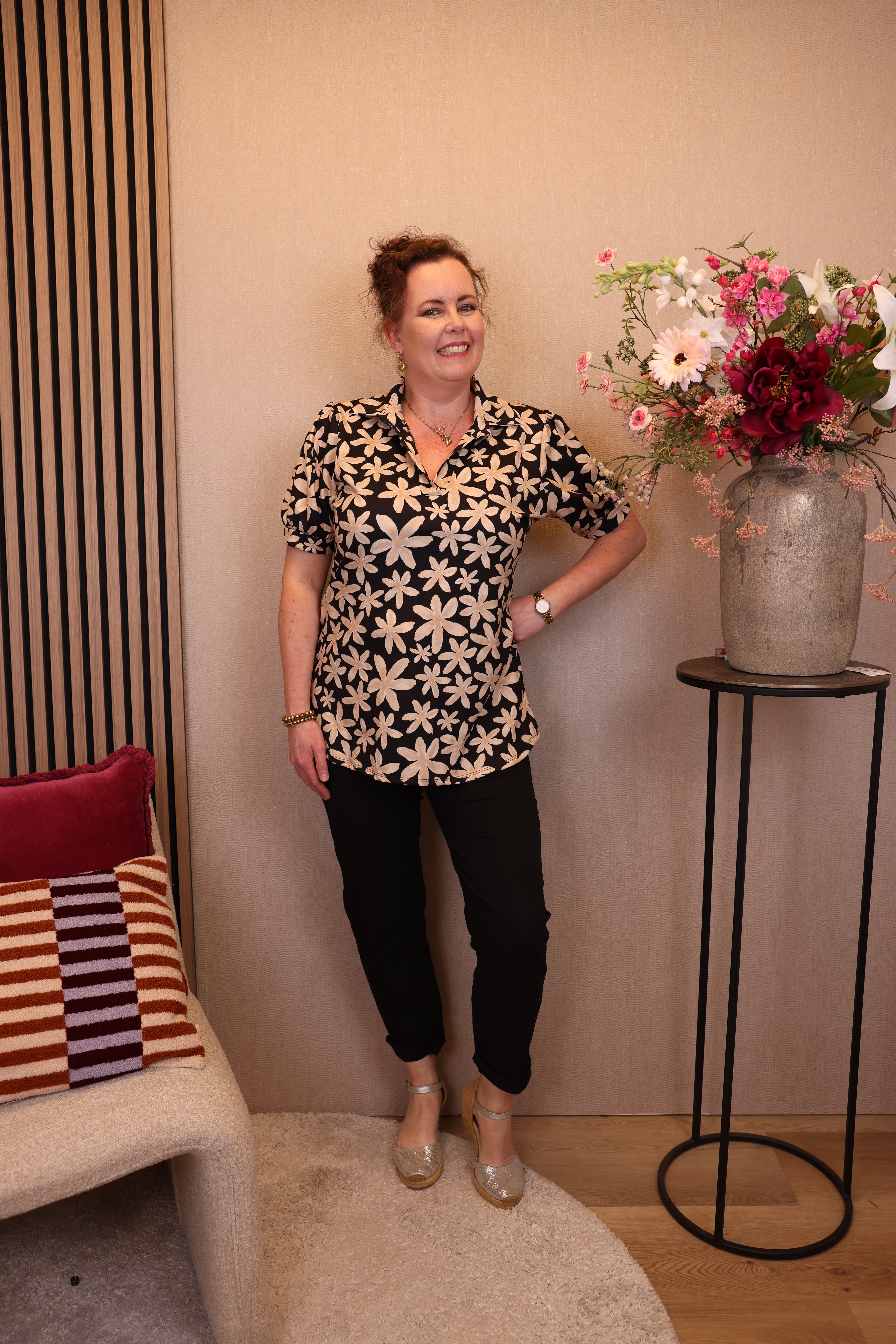 Dora | Bluse schwarz Langarm 52 bis 58