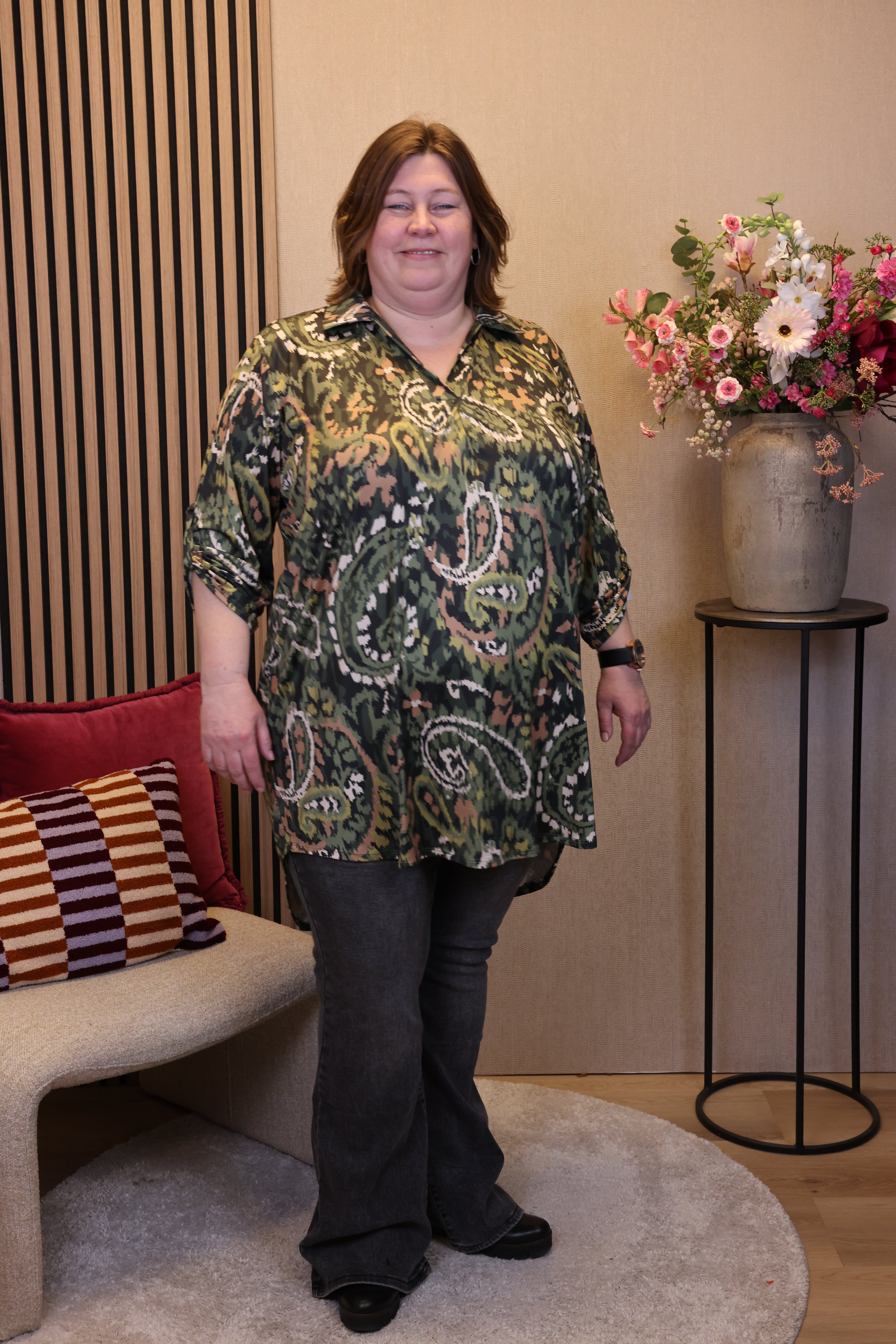 Dora | Bluse schwarz Langarm 52 bis 58