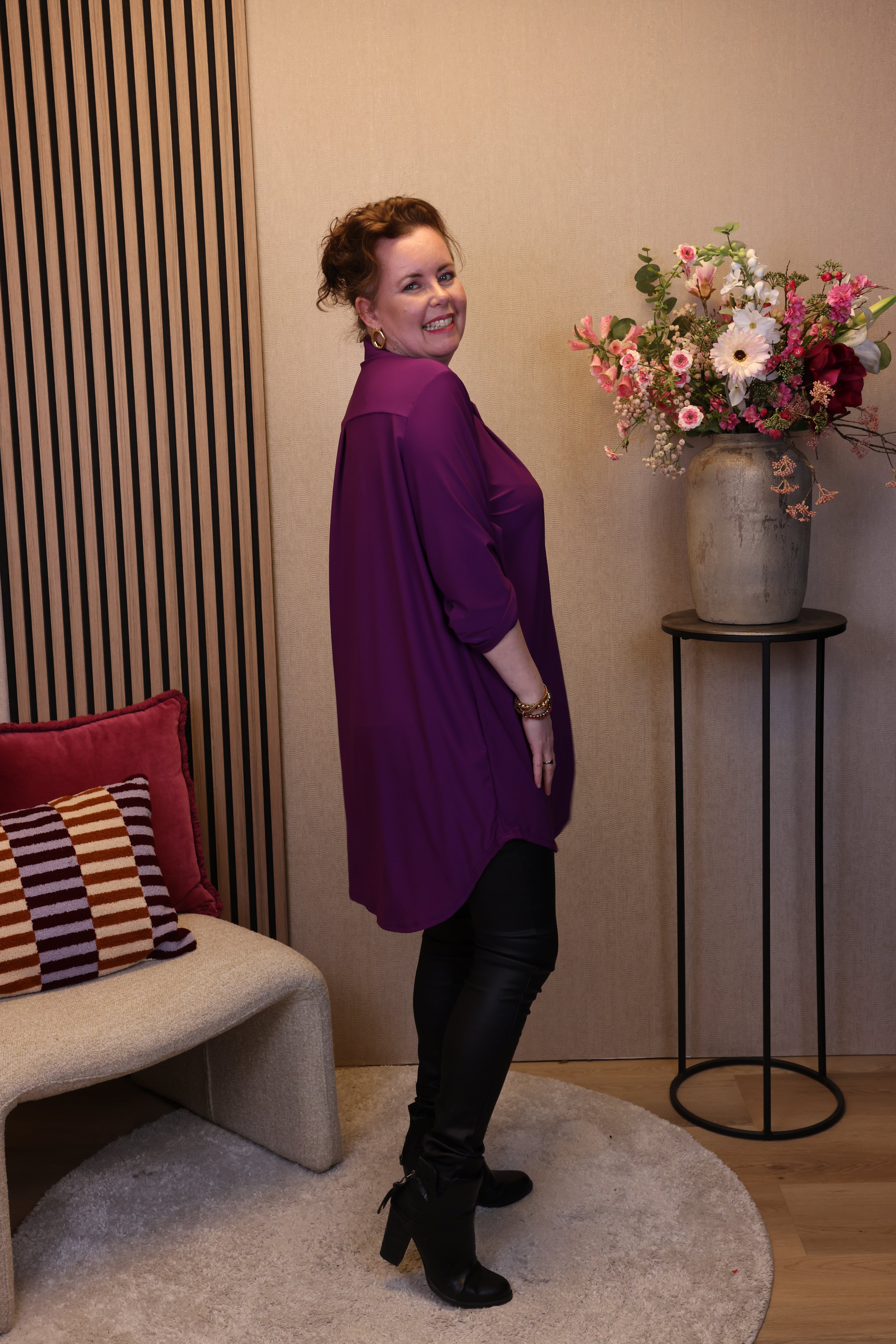 Dora | Bluse schwarz Langarm 52 bis 58