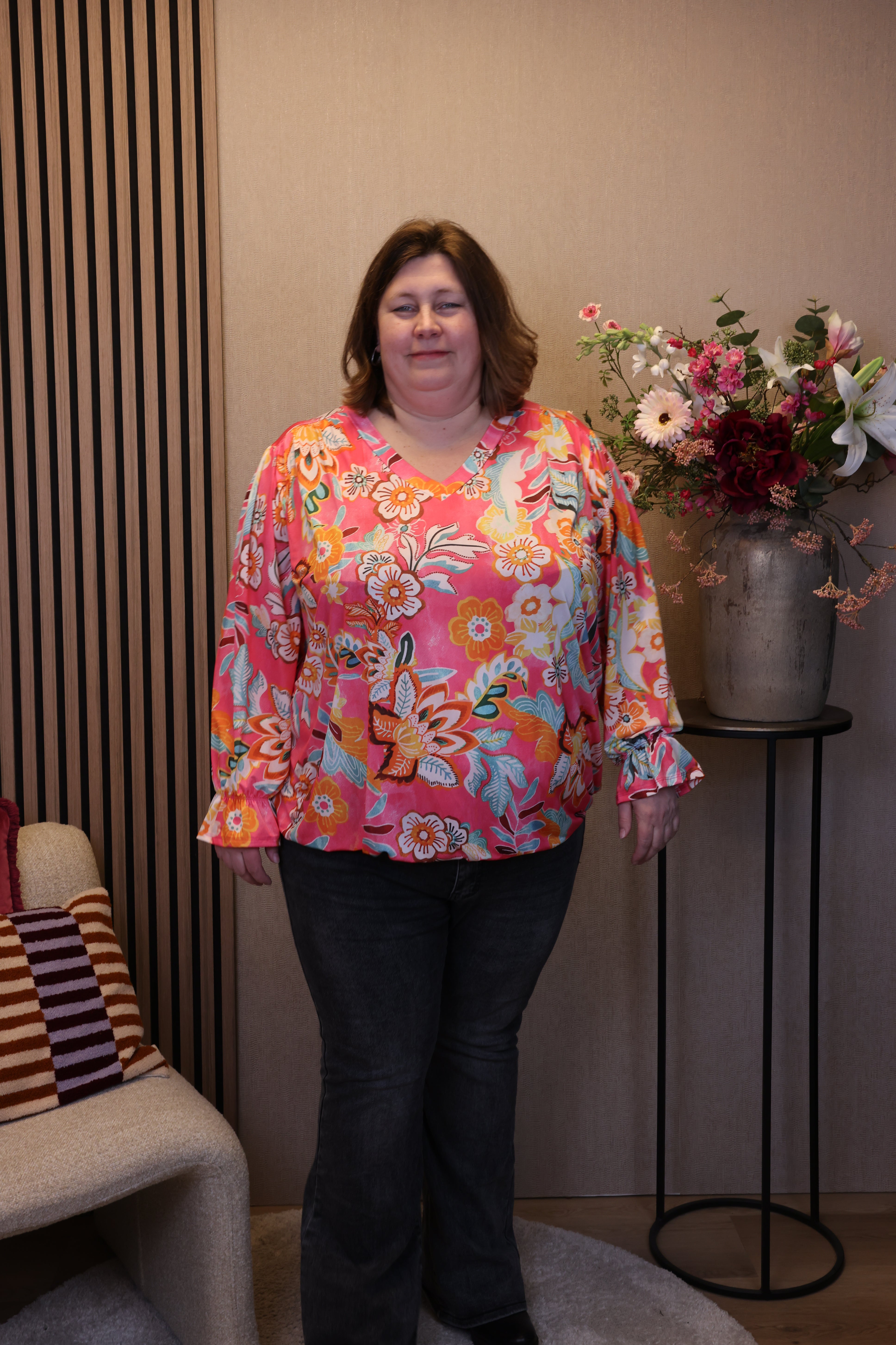 Dora | Bluse schwarz Langarm 52 bis 58