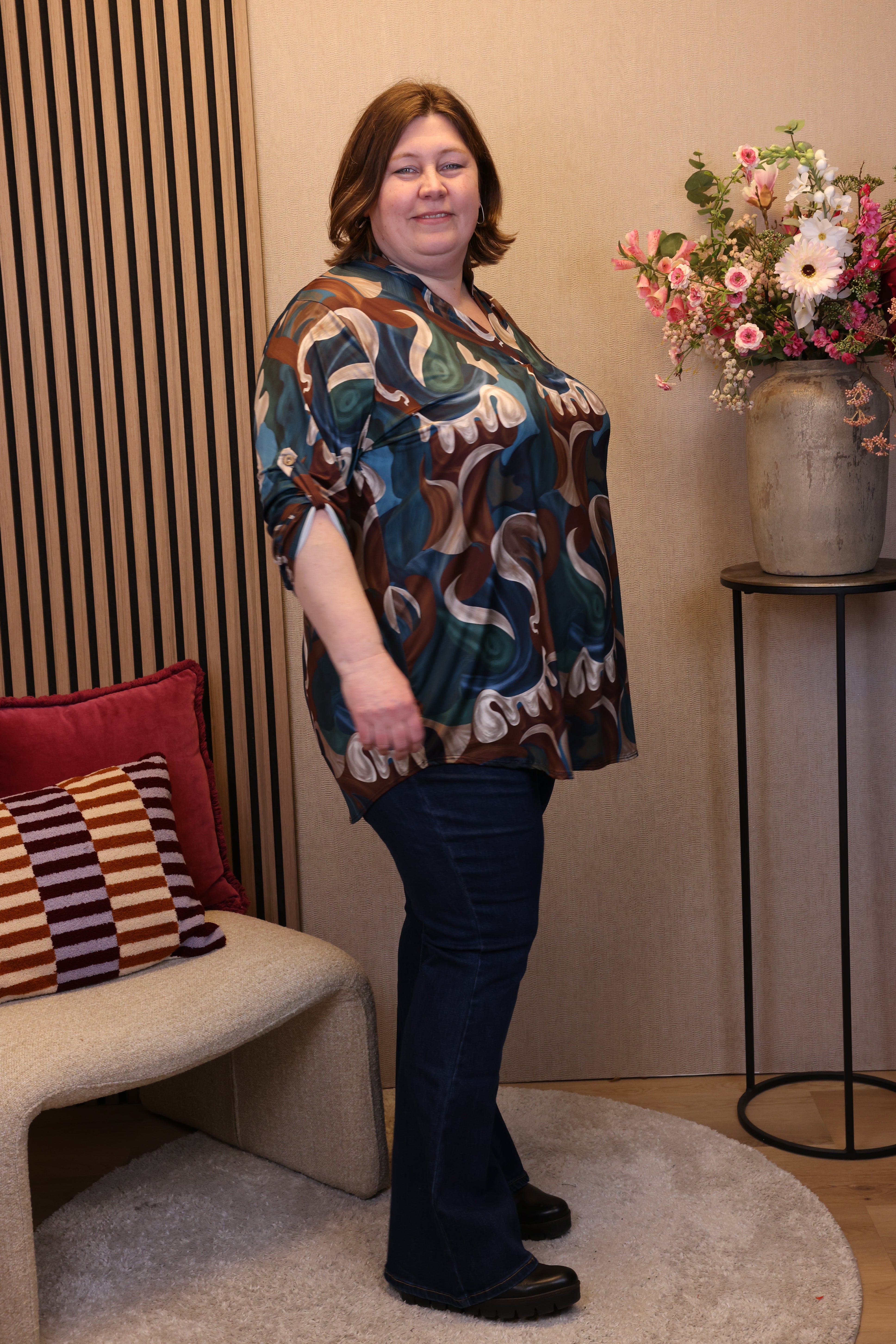 Dora | Bluse schwarz Langarm 52 bis 58