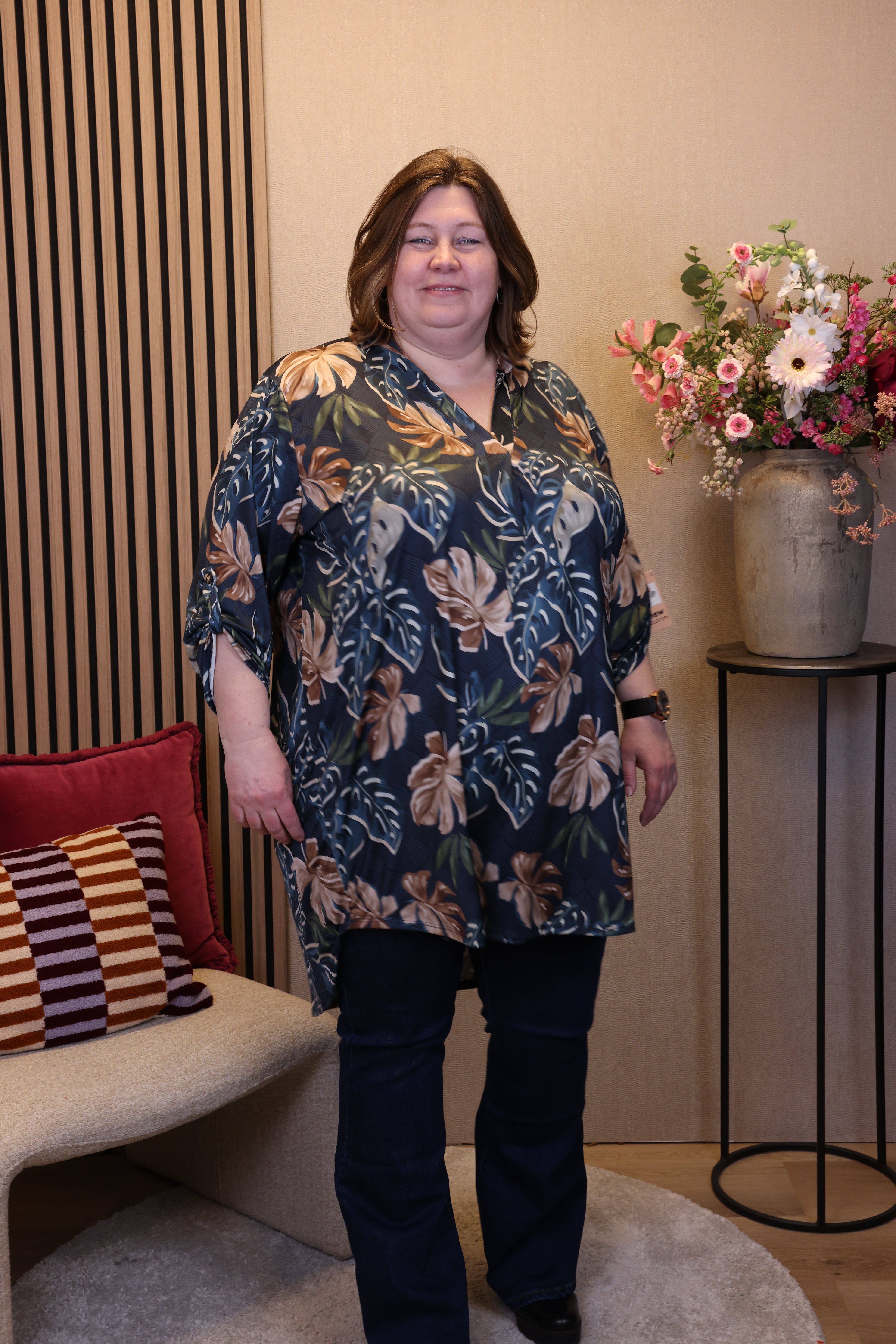 Dora | Bluse schwarz Langarm 52 bis 58