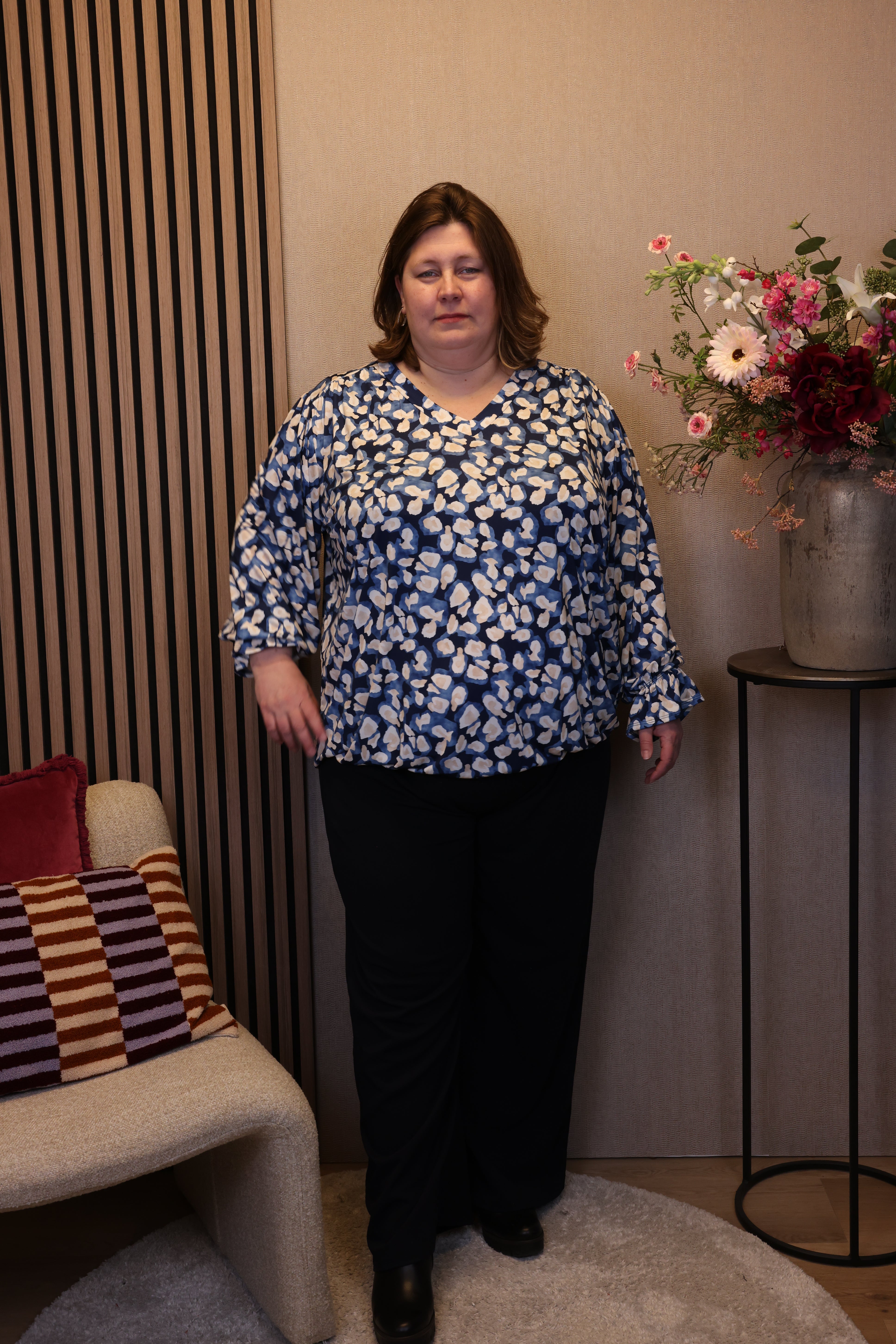 Dora | Bluse schwarz Langarm 52 bis 58