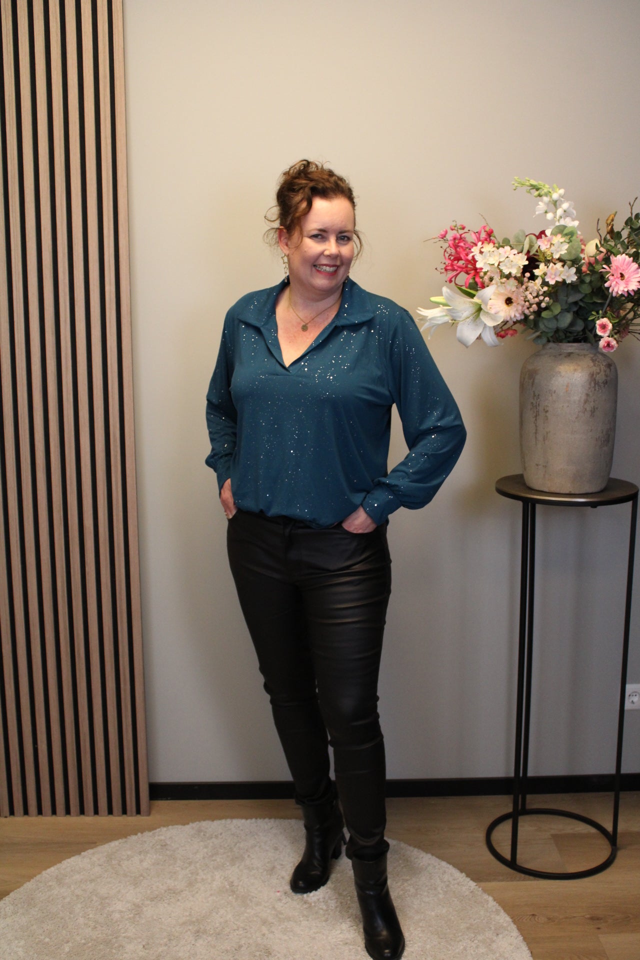 Dora | Bluse schwarz Langarm 52 bis 58