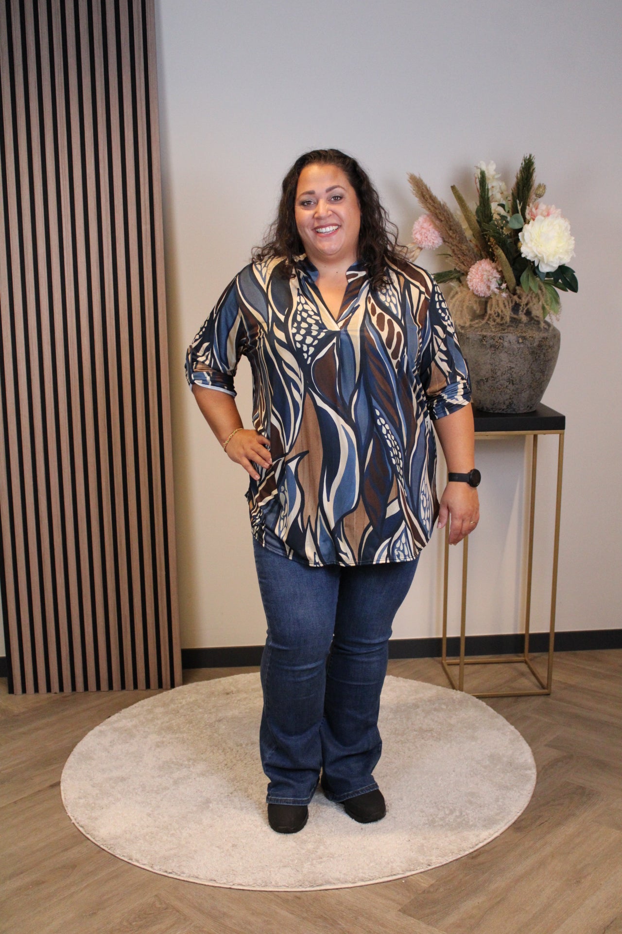 Sheila | Bluse blau Langarm 48 bis 52