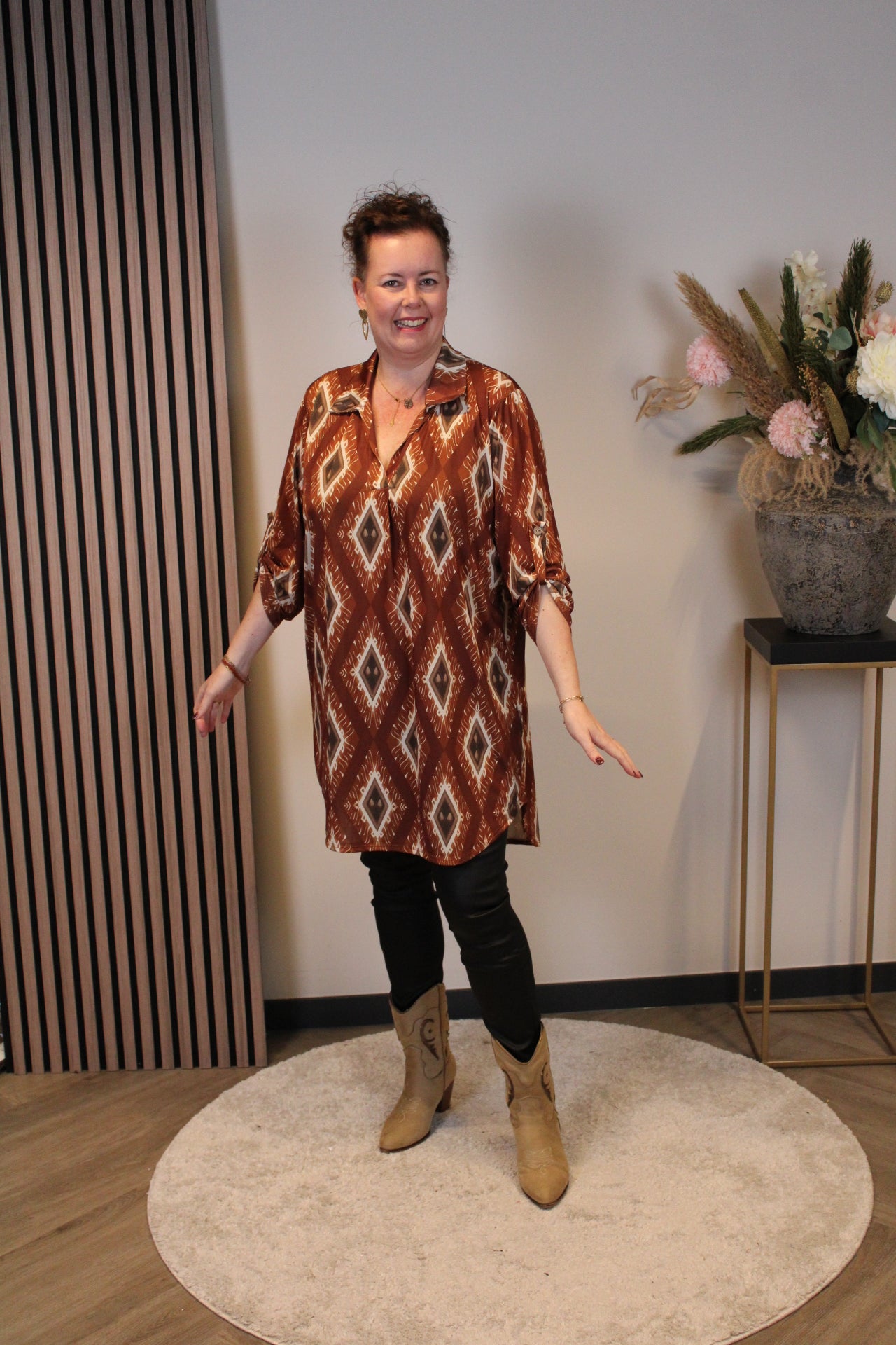 Lana | Blaue Bluse mit Kragen 38 bis 48
