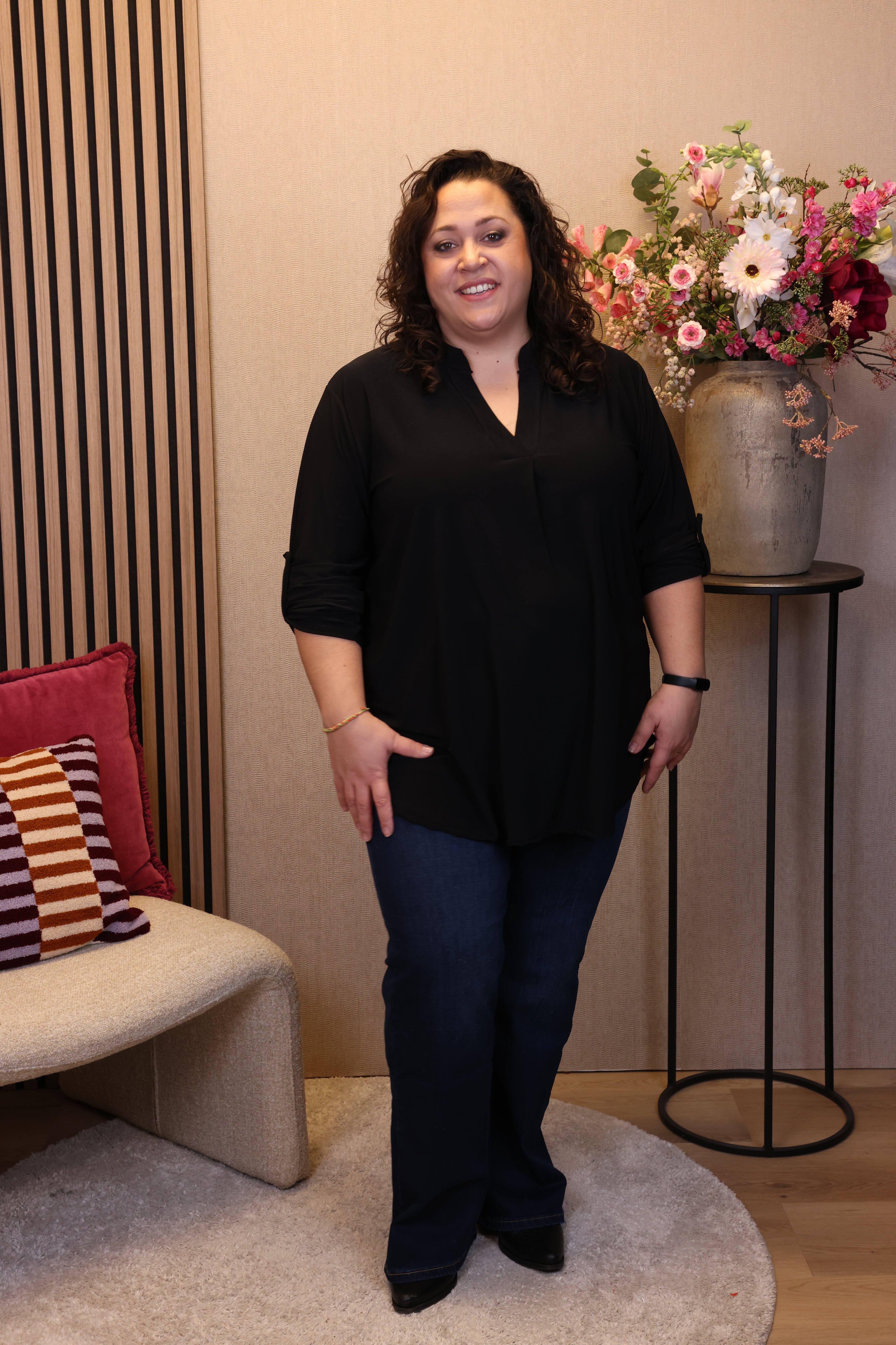 Dora | Bluse schwarz Langarm 52 bis 58