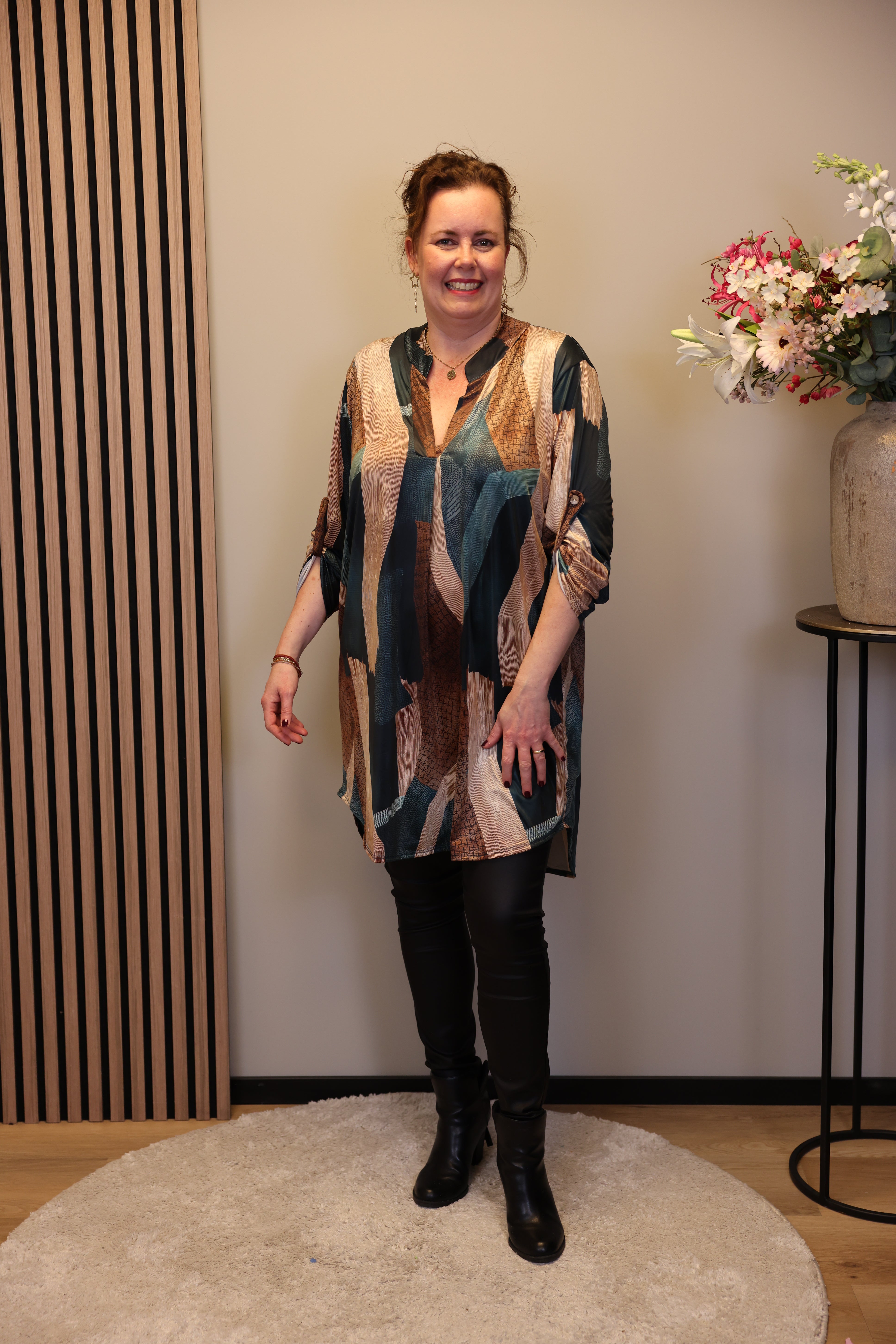 Lana | Blaue Bluse mit Kragen 38 bis 48