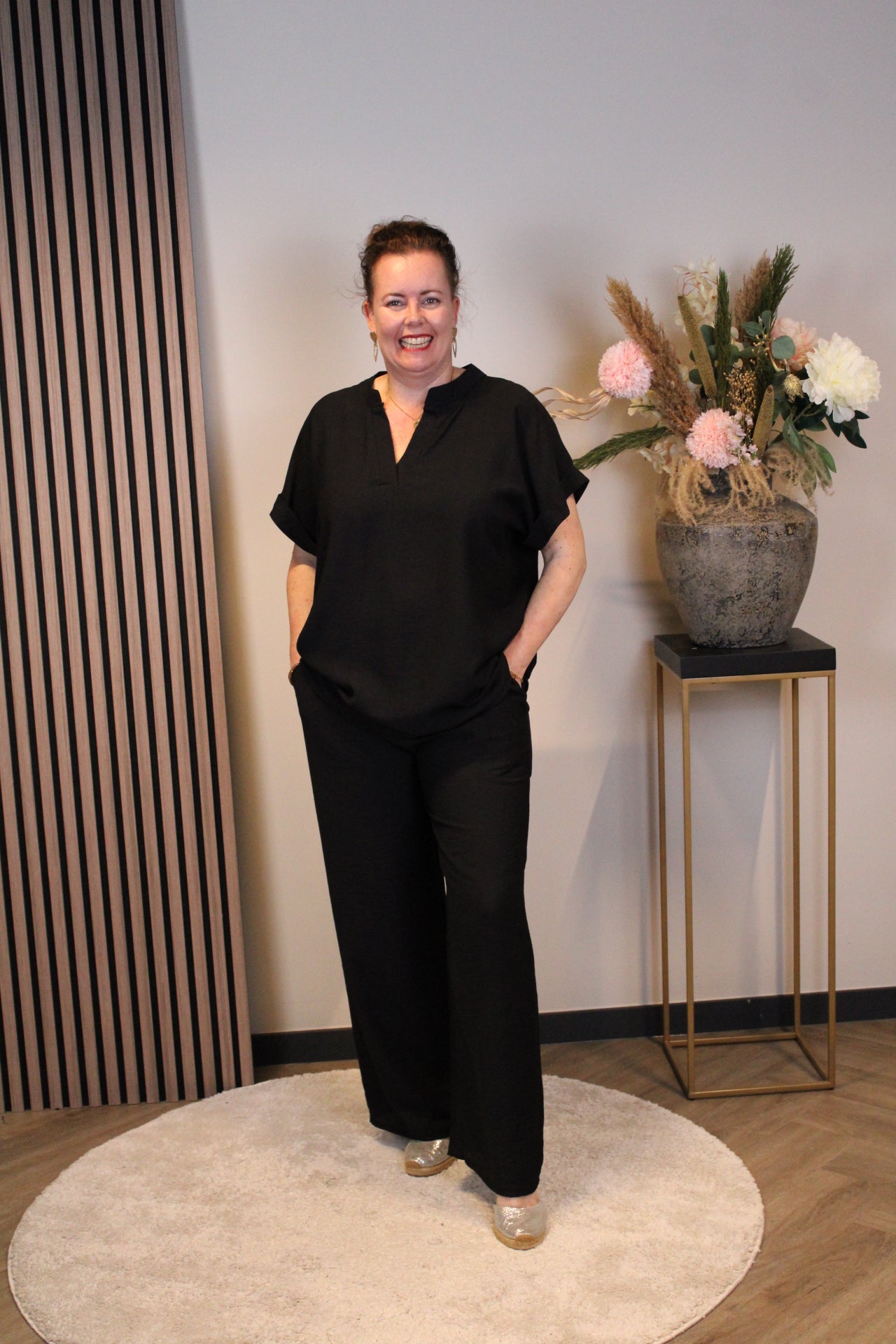 Dora | Bluse schwarz Langarm 52 bis 58