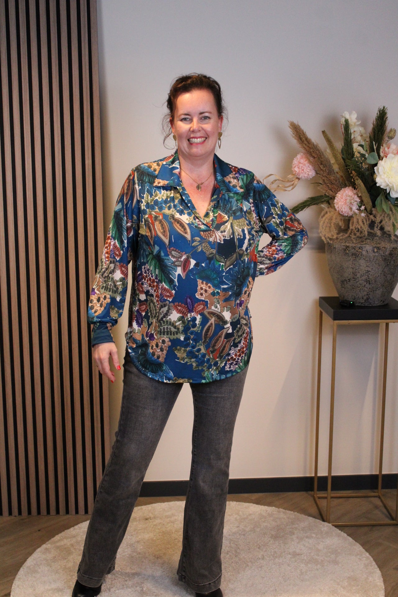 Helena | Aqua Bluse mit Kragen 38 bis 48