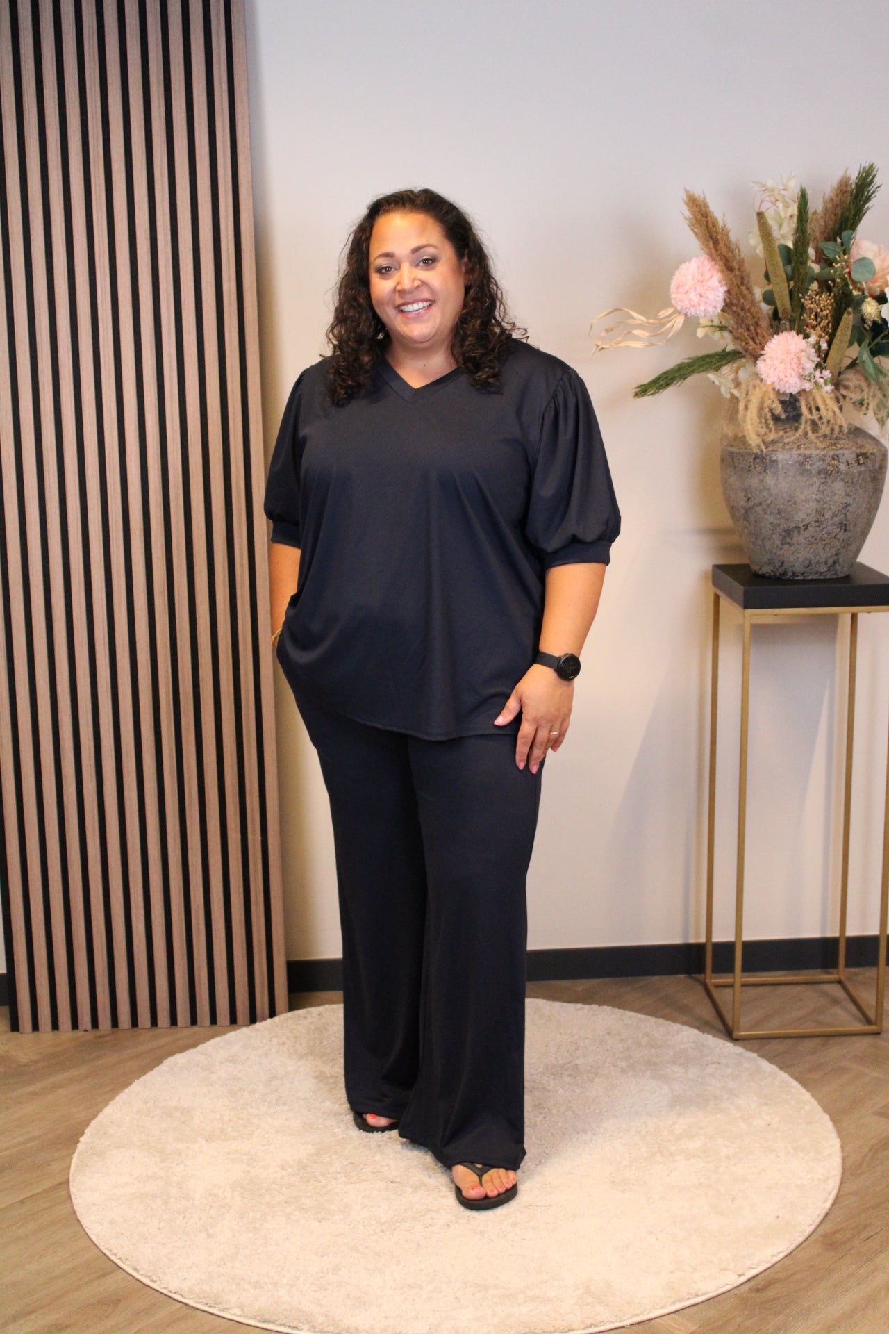 Dora | Bluse schwarz Langarm 52 bis 58