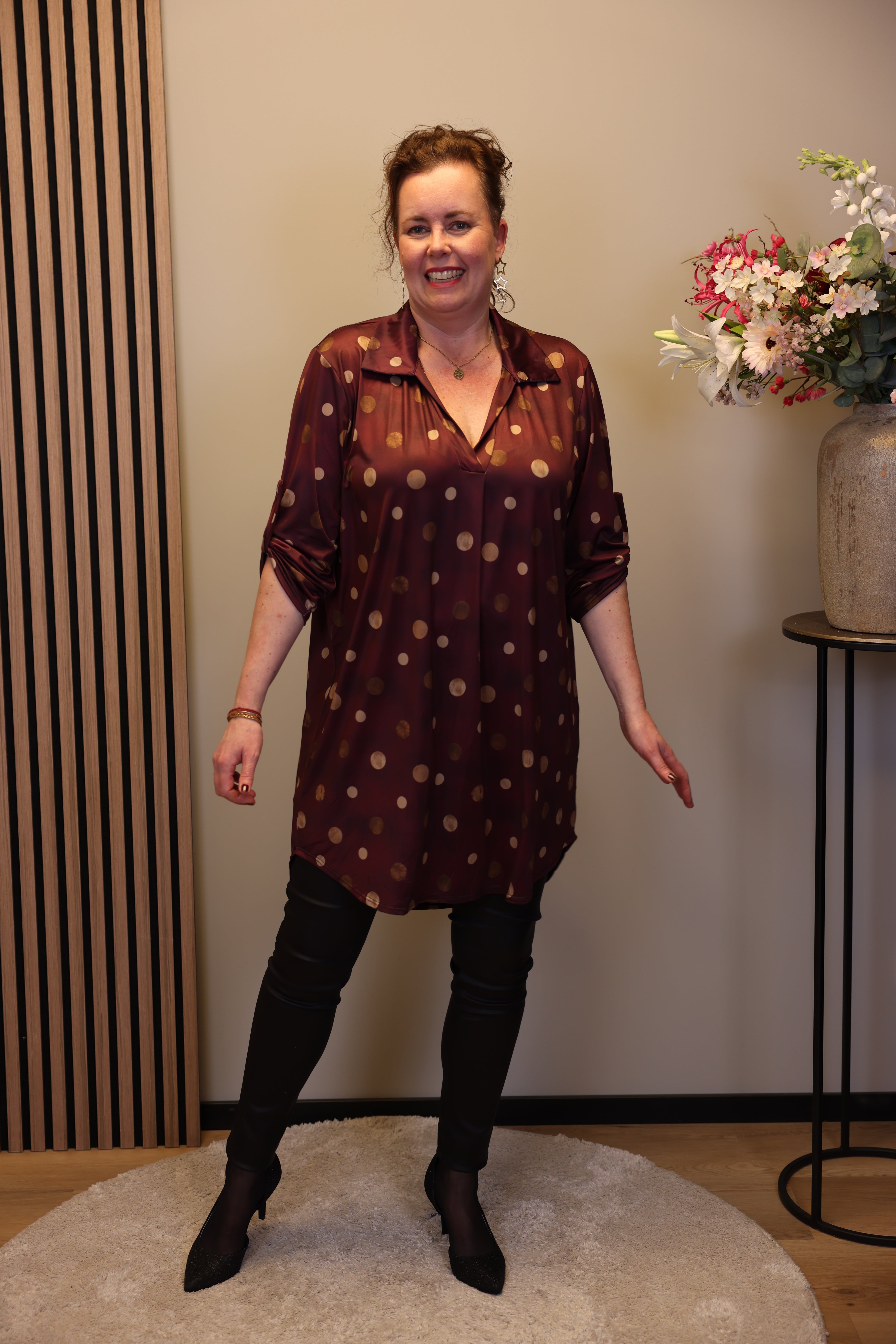 Lana | Blaue Bluse mit Kragen 38 bis 48