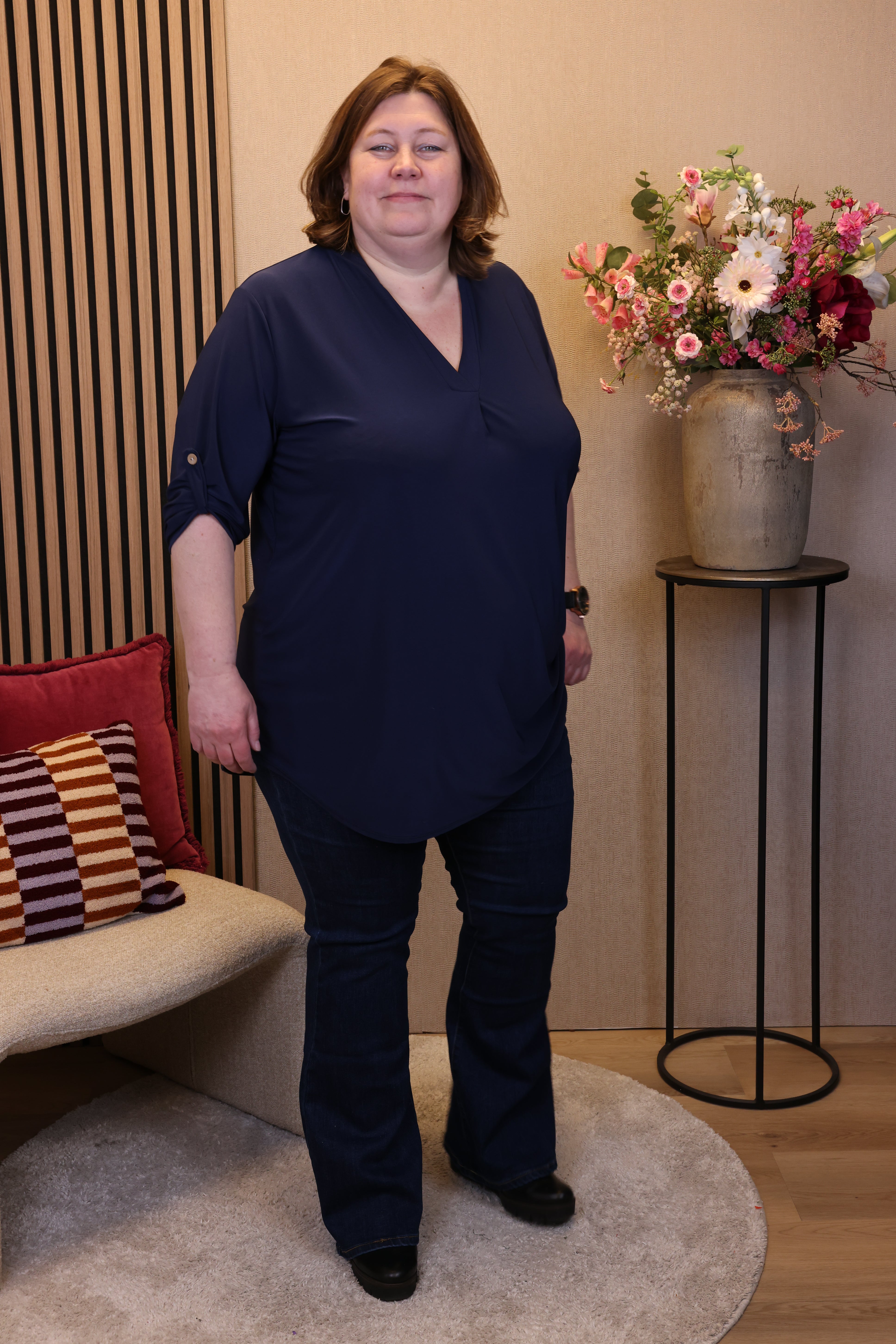 Dora | Bluse schwarz Langarm 52 bis 58