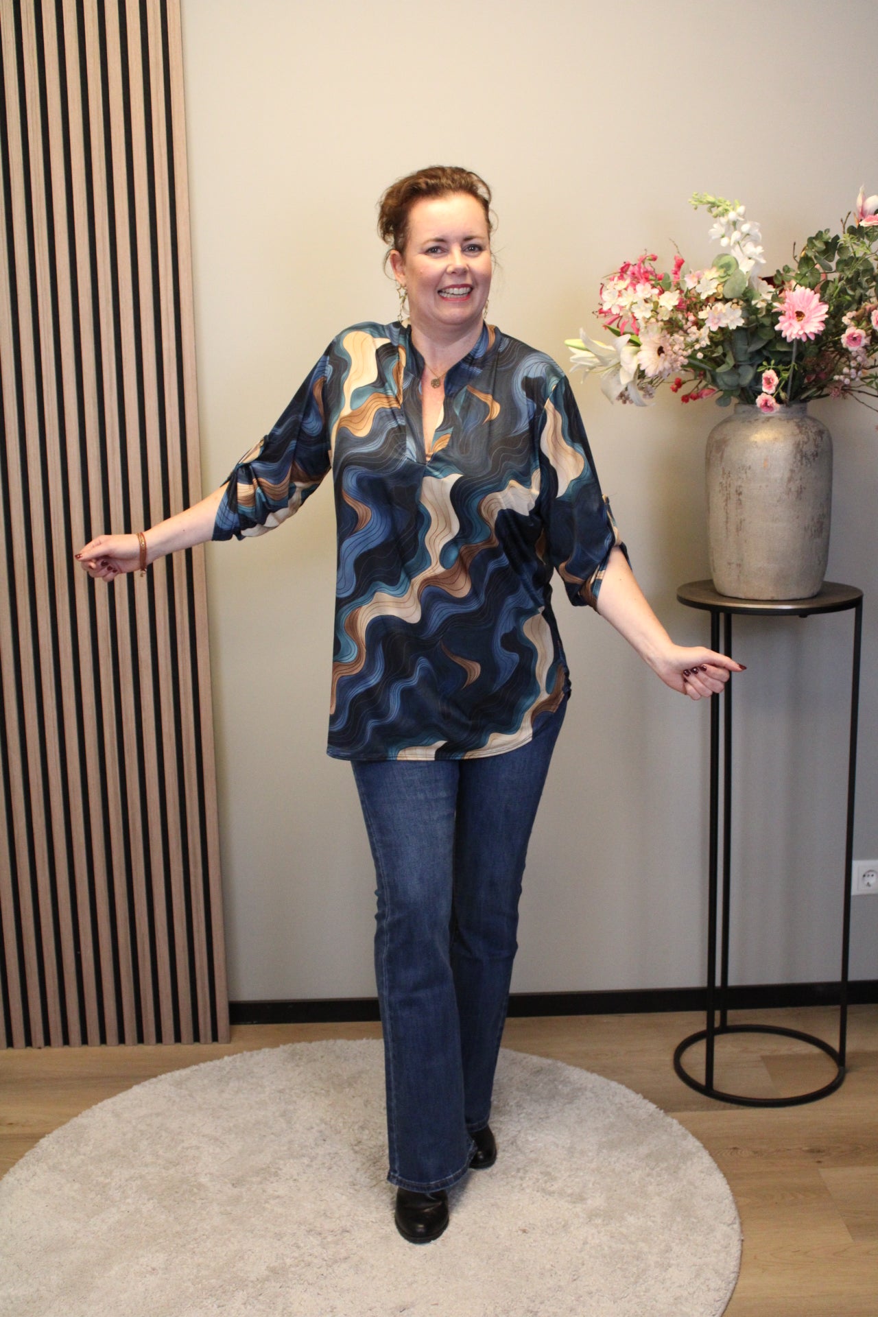 Dora | Bluse schwarz Langarm 38 bis 48