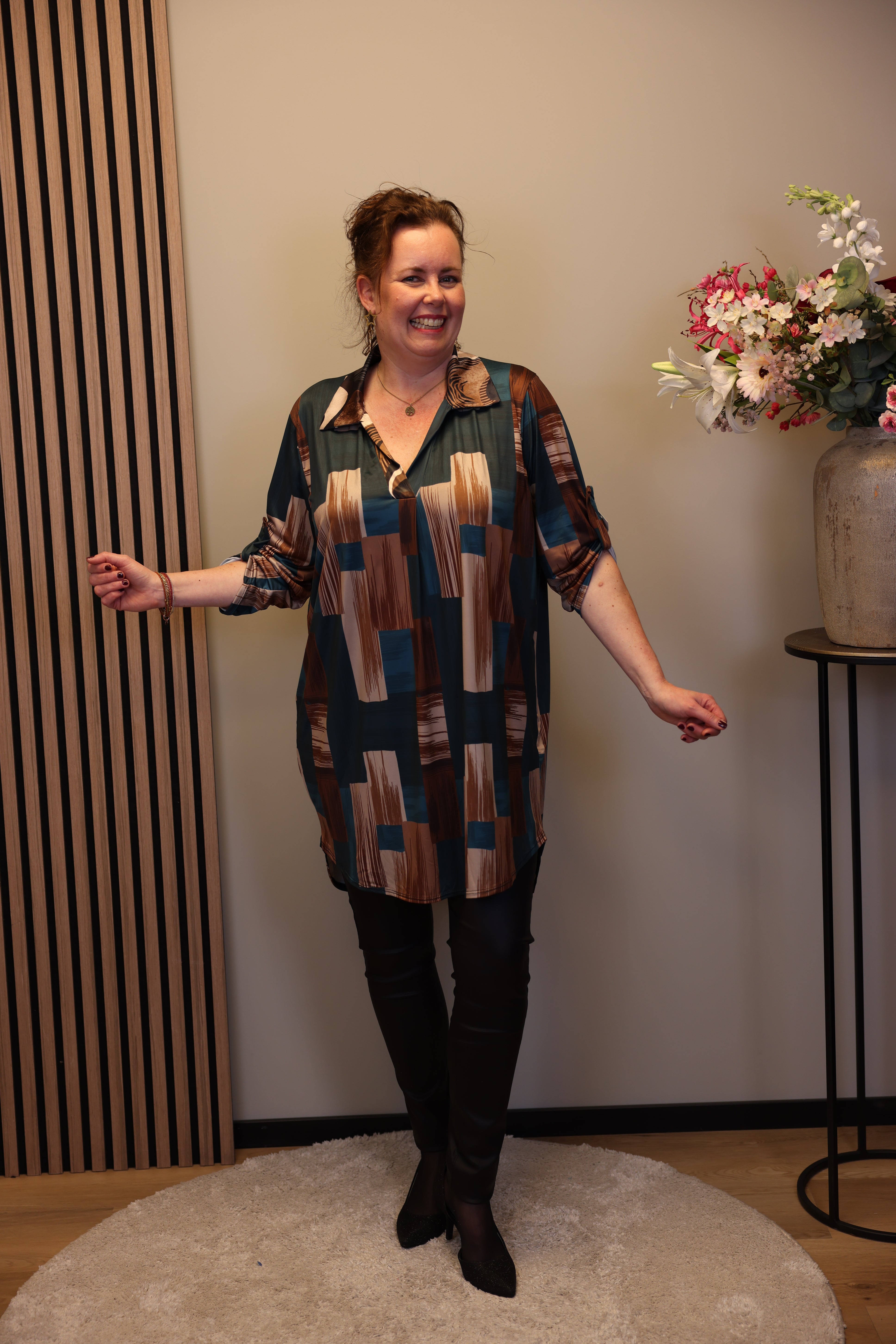 Liza | Tuniek aqua met kraagje 48 t/m 52