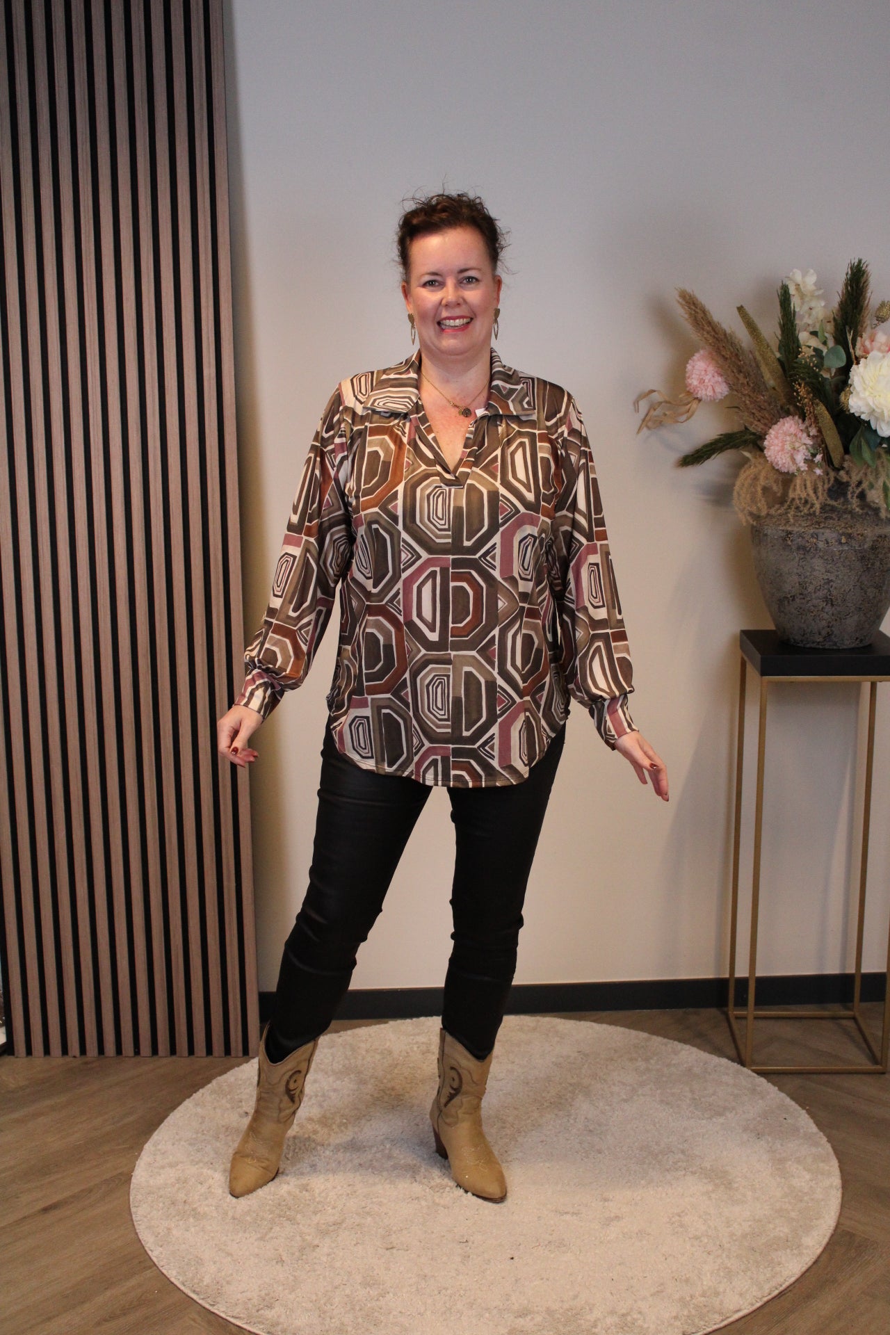 Dora | Bluse schwarz Langarm 52 bis 58