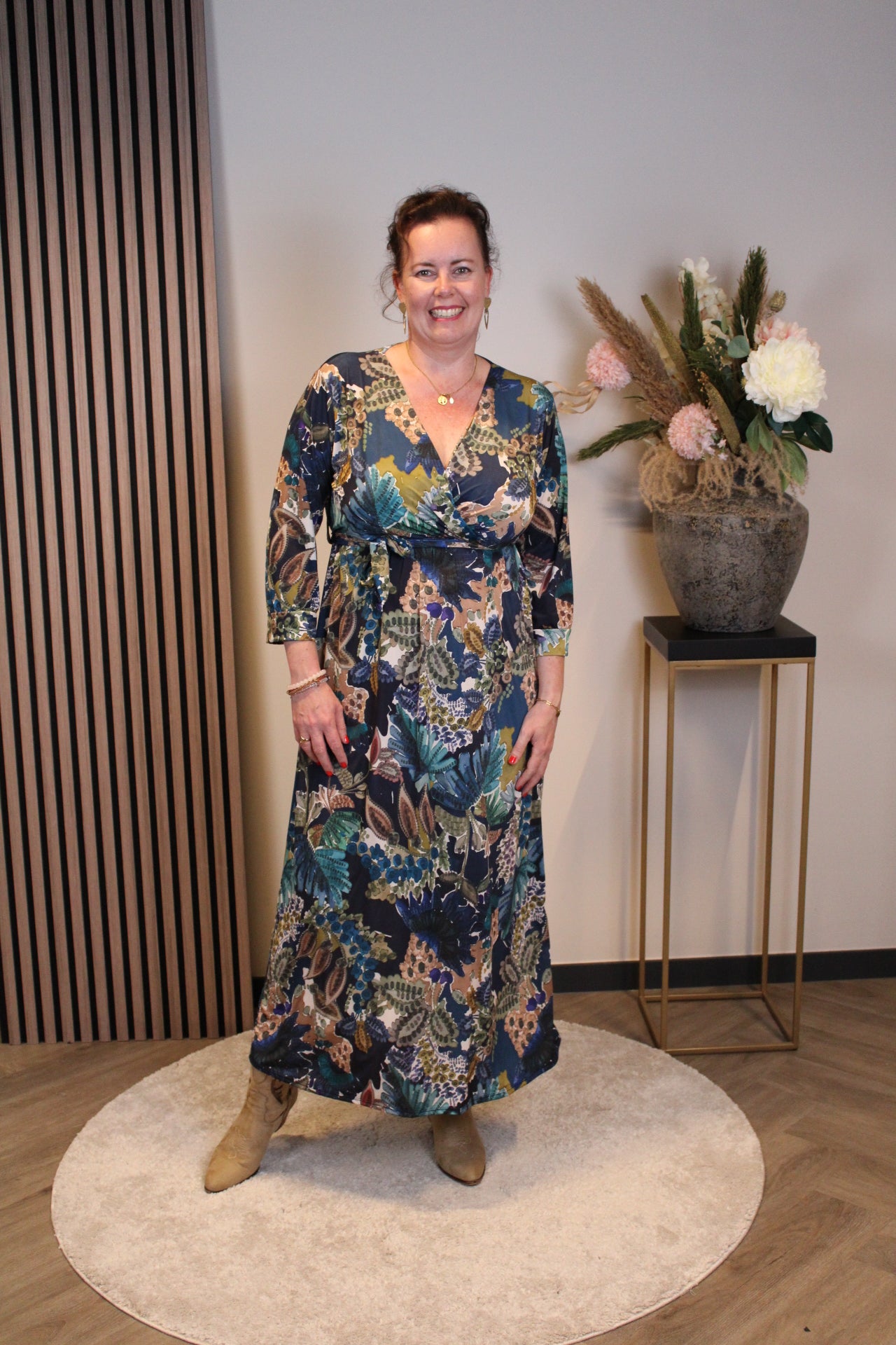 Christa | Blaues Kleid mit langen Ärmeln, Größe 38 bis 44