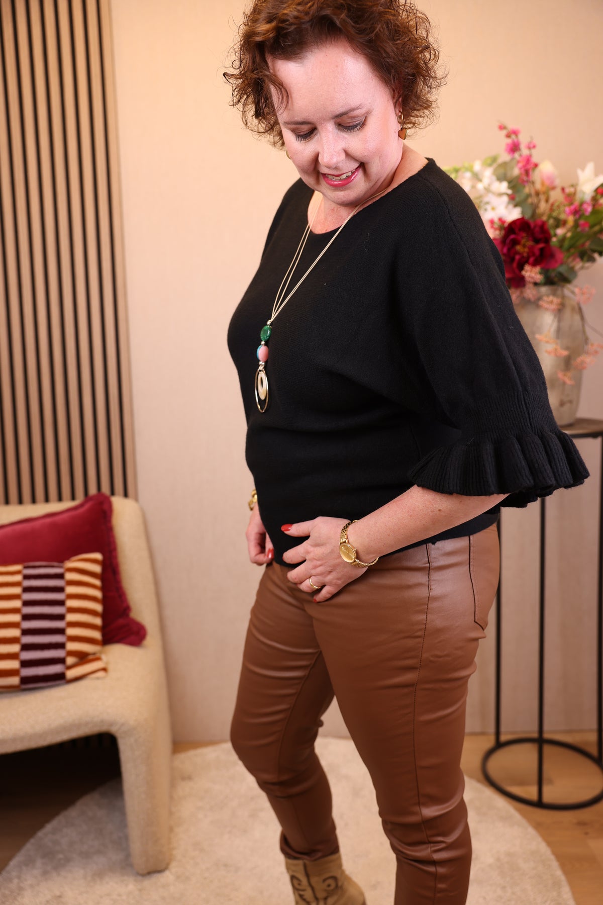 Dora | Bluse schwarz Langarm 52 bis 58