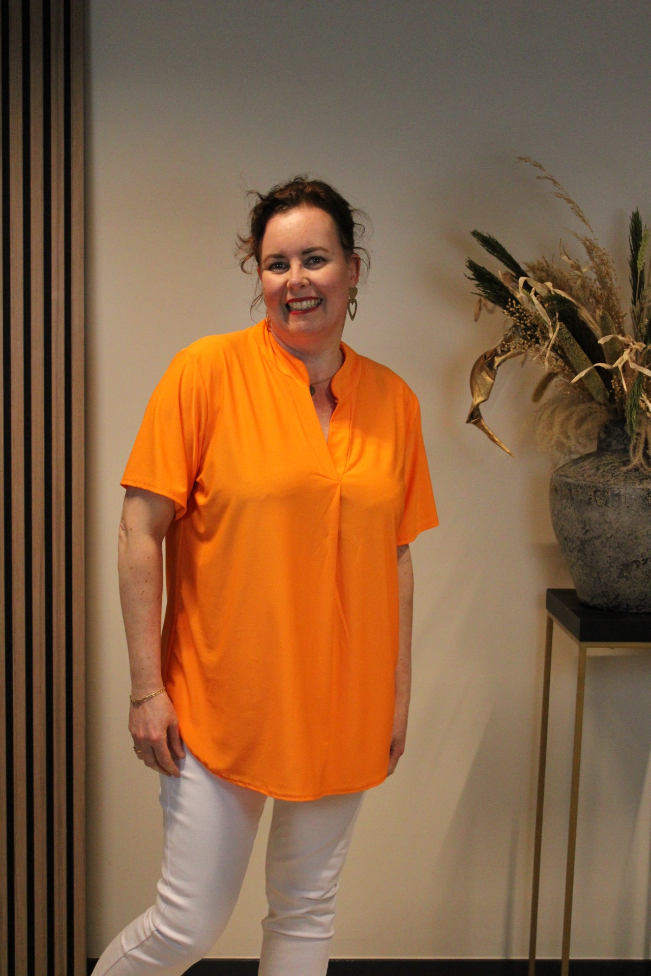 Juna | Bluse orange Kurzarm 38 bis 48