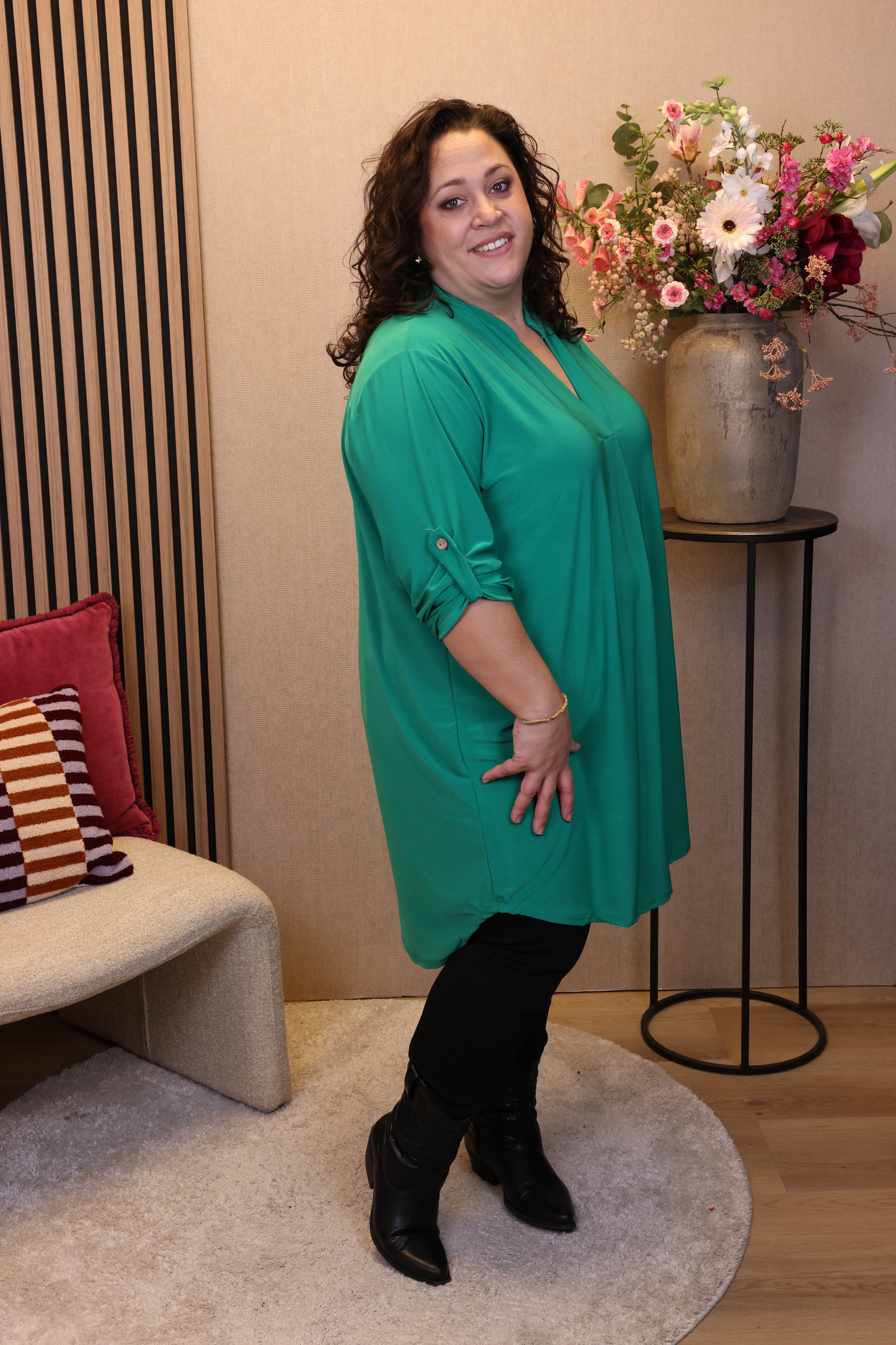 Dora | Bluse schwarz Langarm 52 bis 58