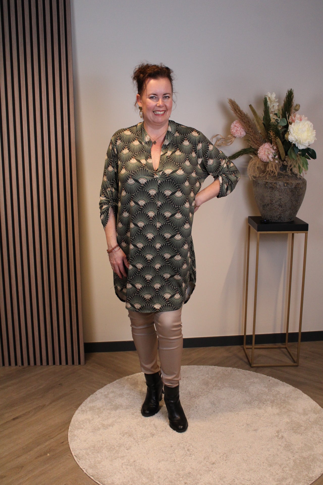 Lana | Blaue Bluse mit Kragen 38 bis 48