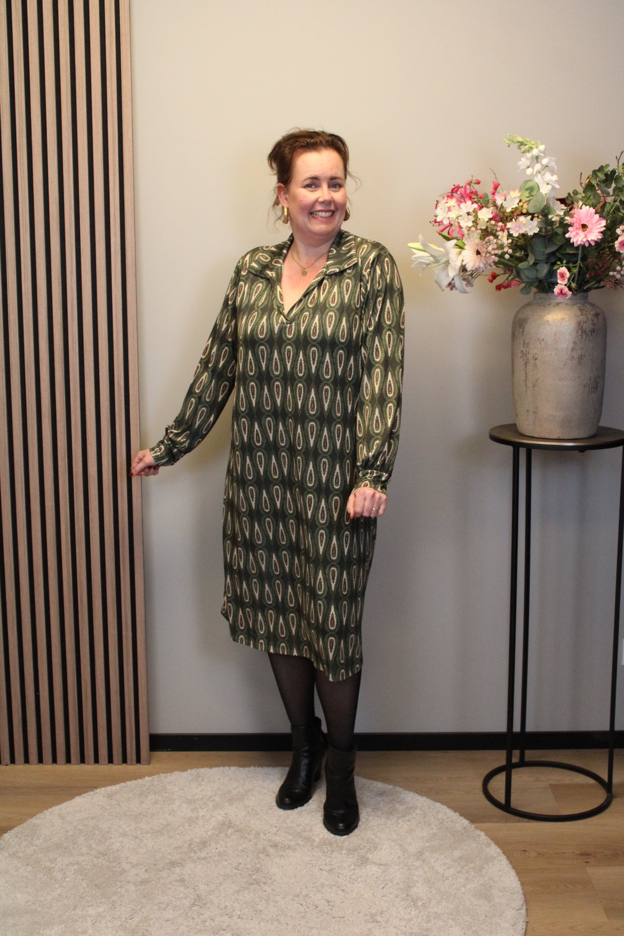 Christa | Grünes Kleid mit langen Ärmeln, Größe 38 bis 44