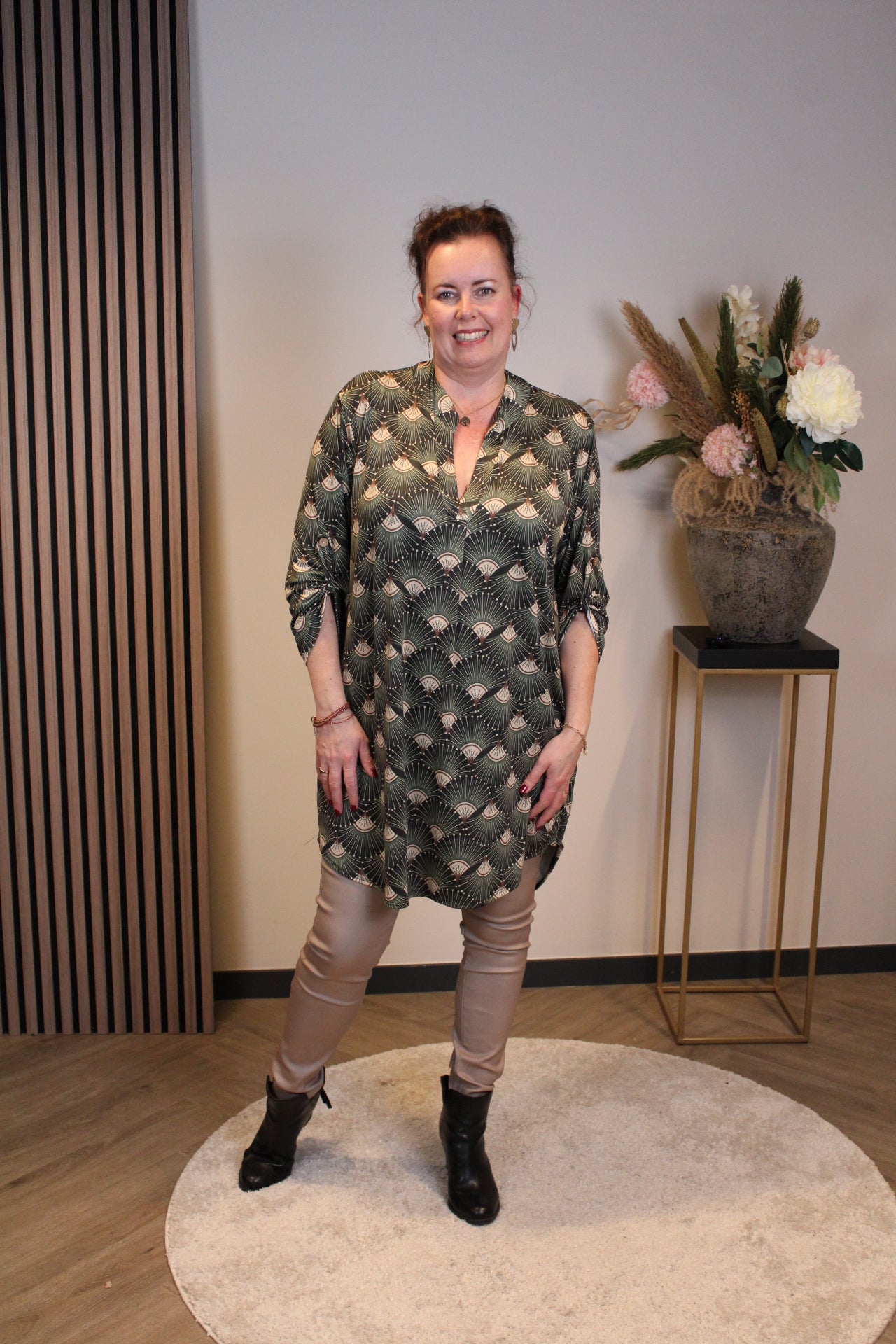 Lana | Blaue Bluse mit Kragen 38 bis 48