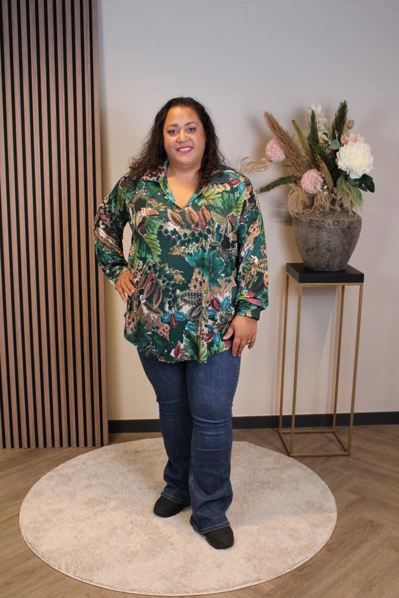 Helena | Bluse mit Kragen grün 48 bis 52