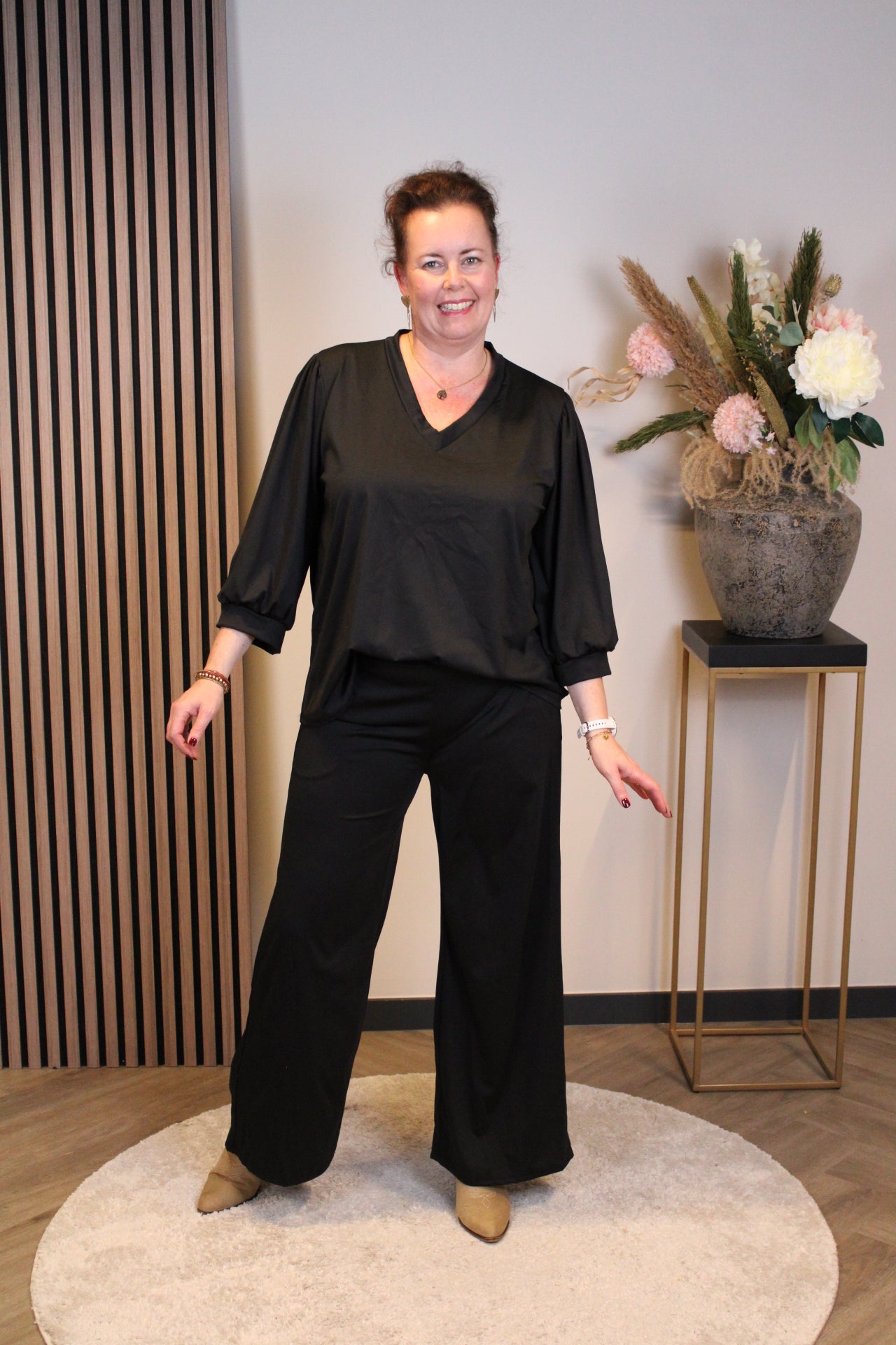 Dora | Bluse schwarz Langarm 52 bis 58