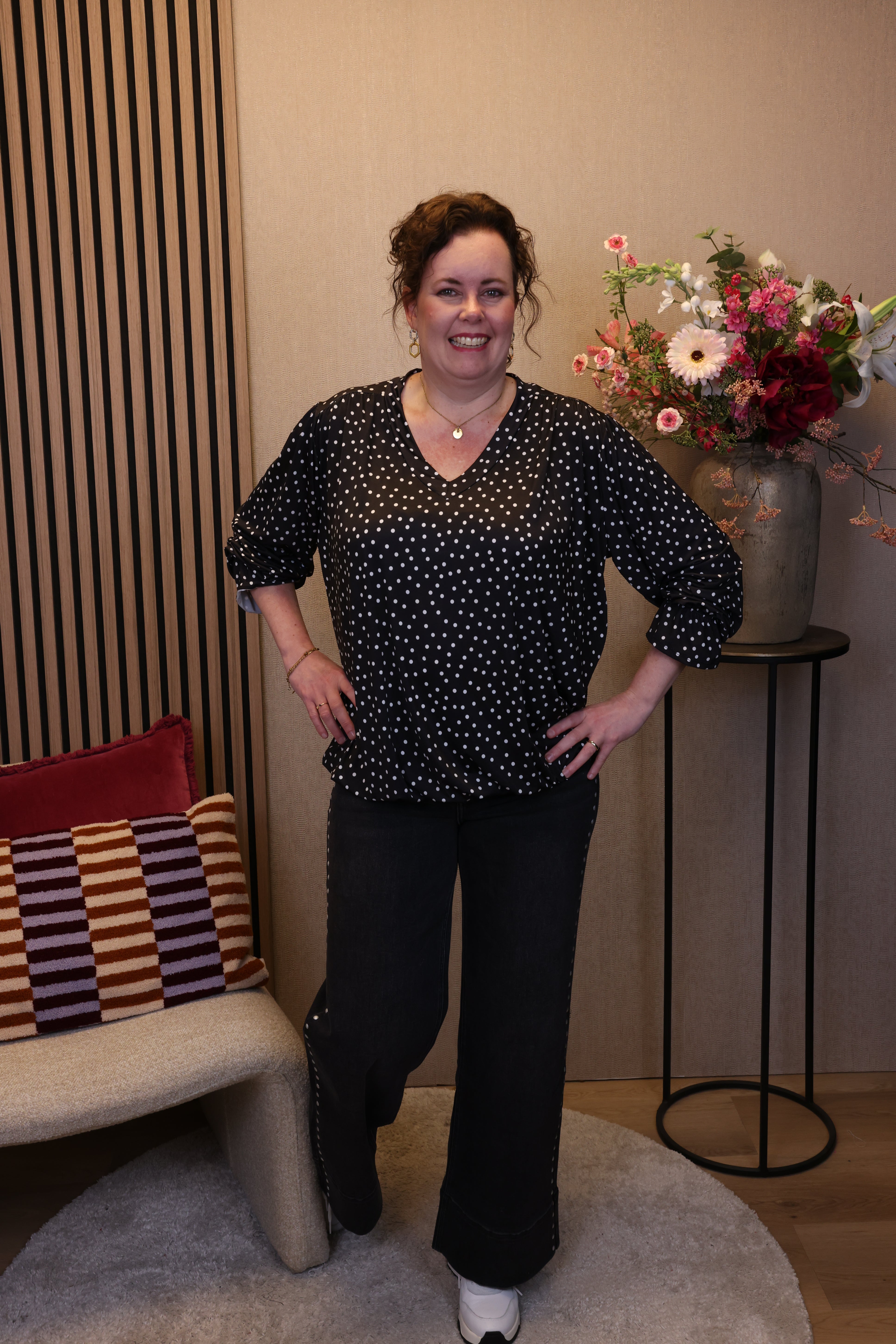 Dora | Bluse schwarz Langarm 52 bis 58