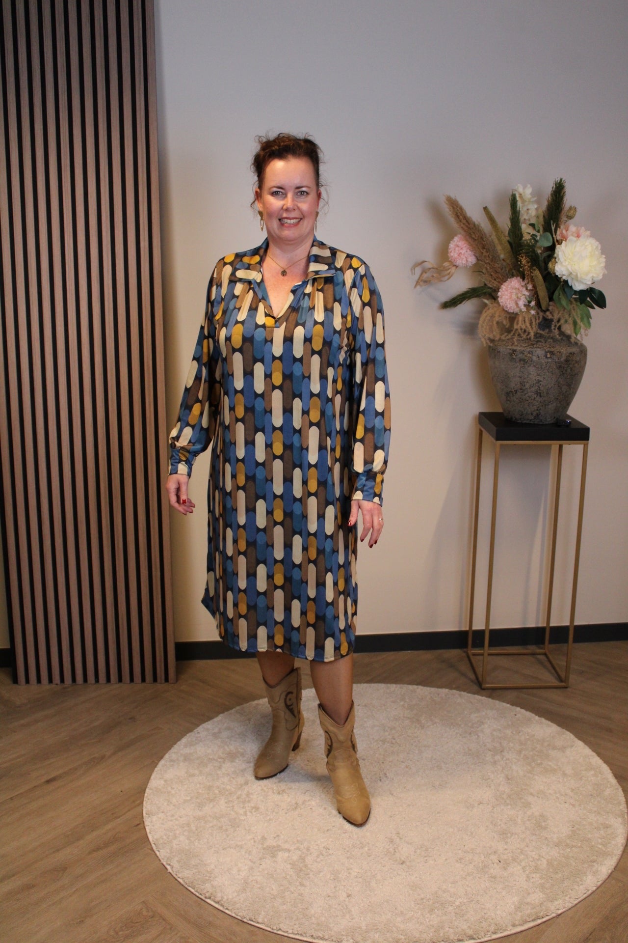 Marise | Blaues Langarmkleid 46 bis 50