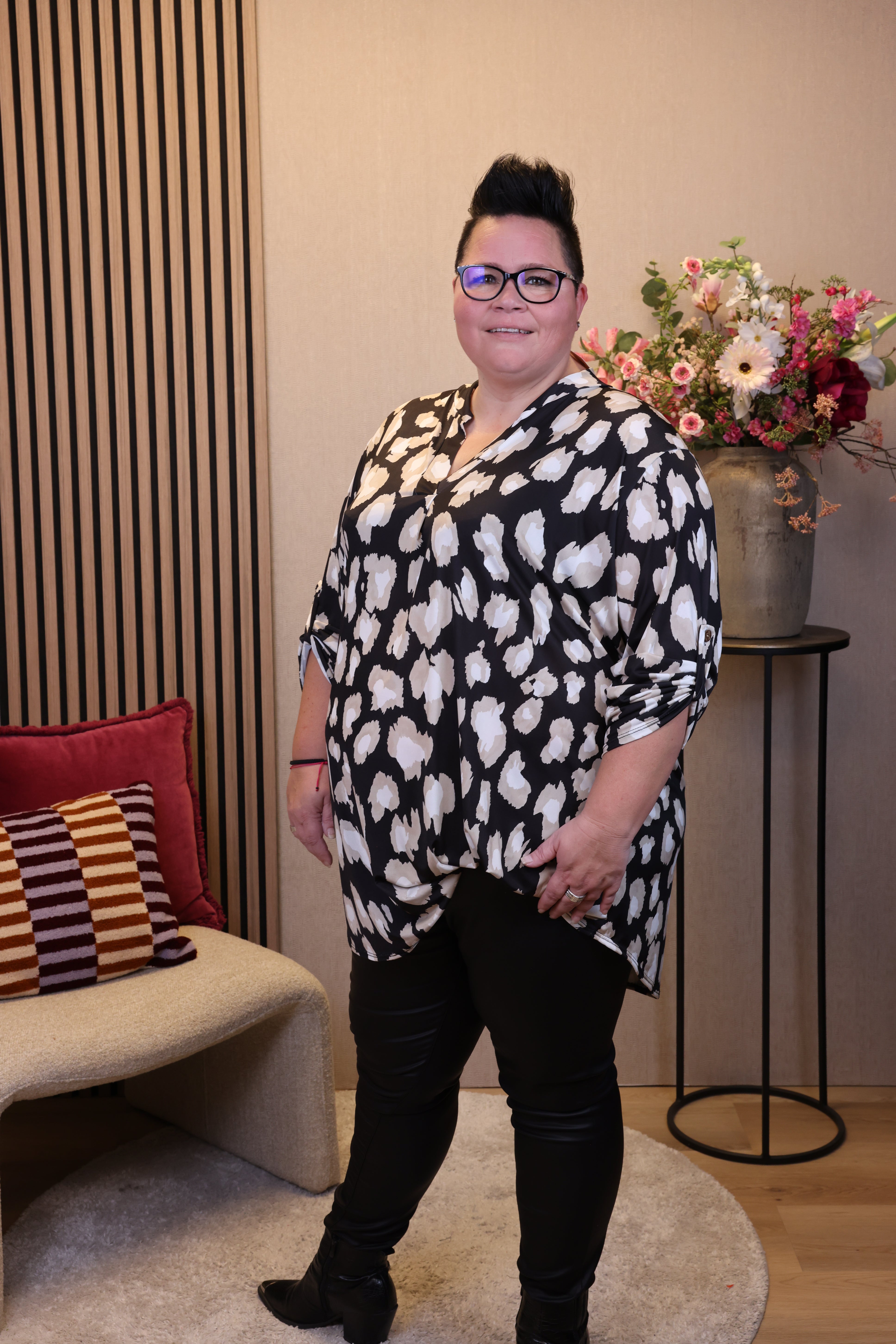 Dora | Bluse schwarz Langarm 52 bis 58