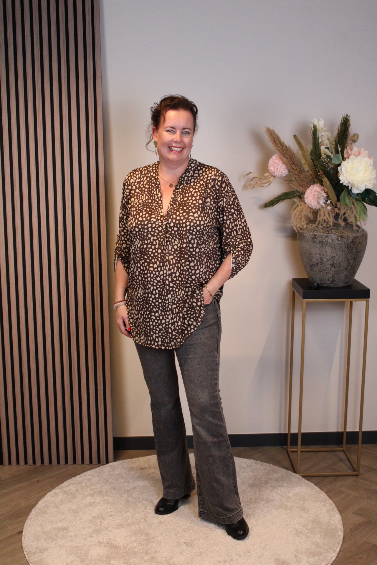 Frieda | Bluse braun Langarm 38 bis 48