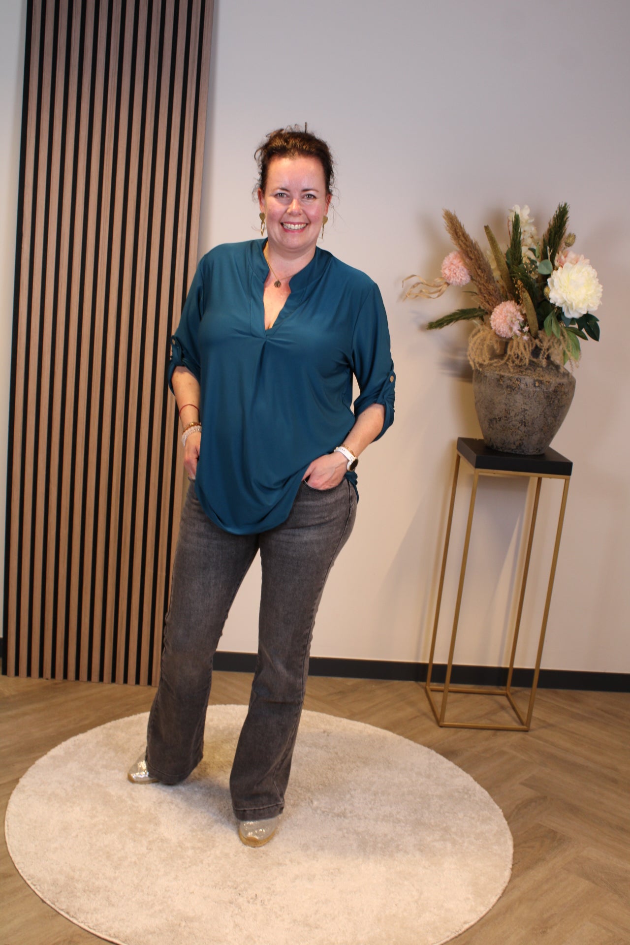 Dora | Bluse schwarz Langarm 52 bis 58