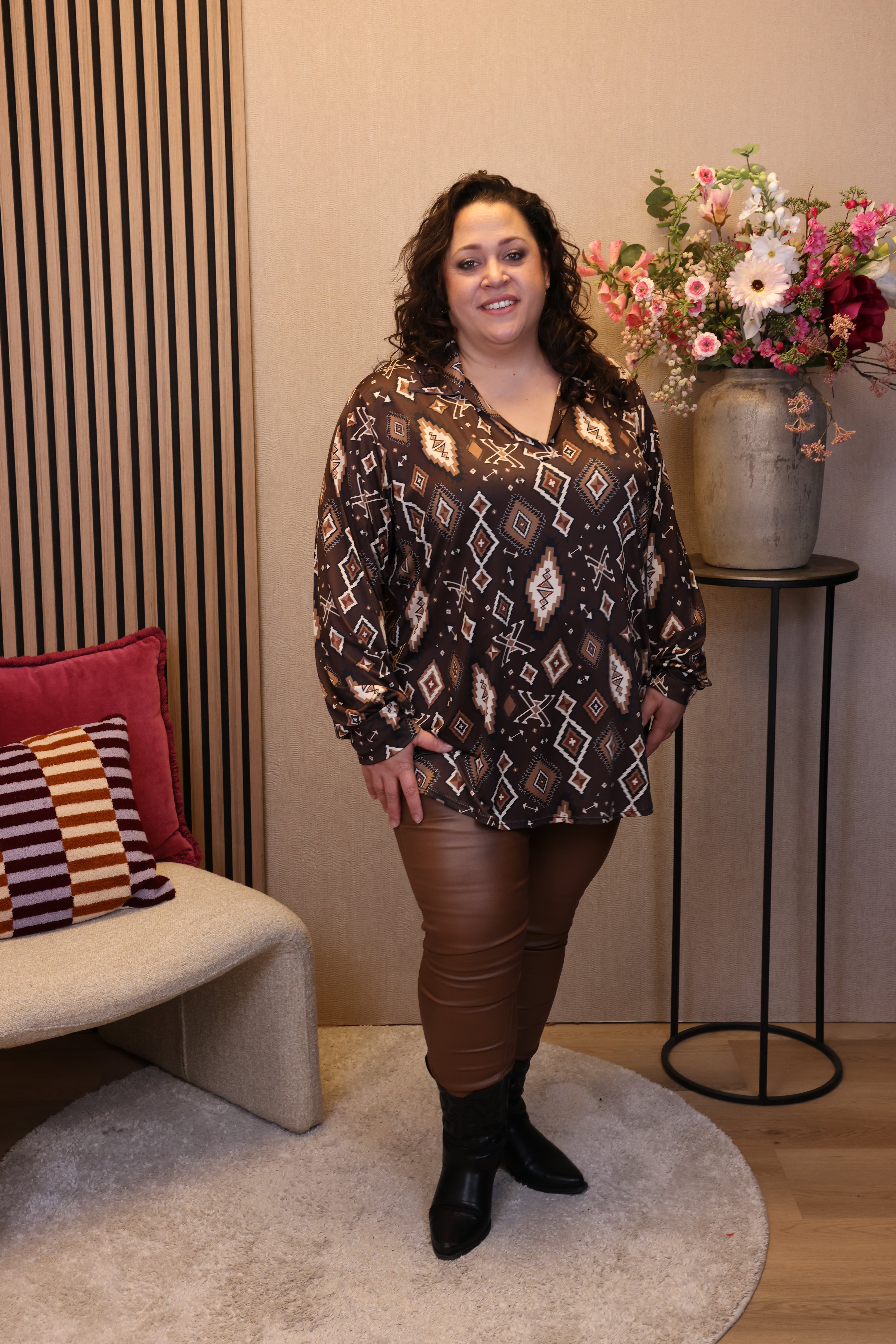 Dora | Bluse schwarz Langarm 52 bis 58