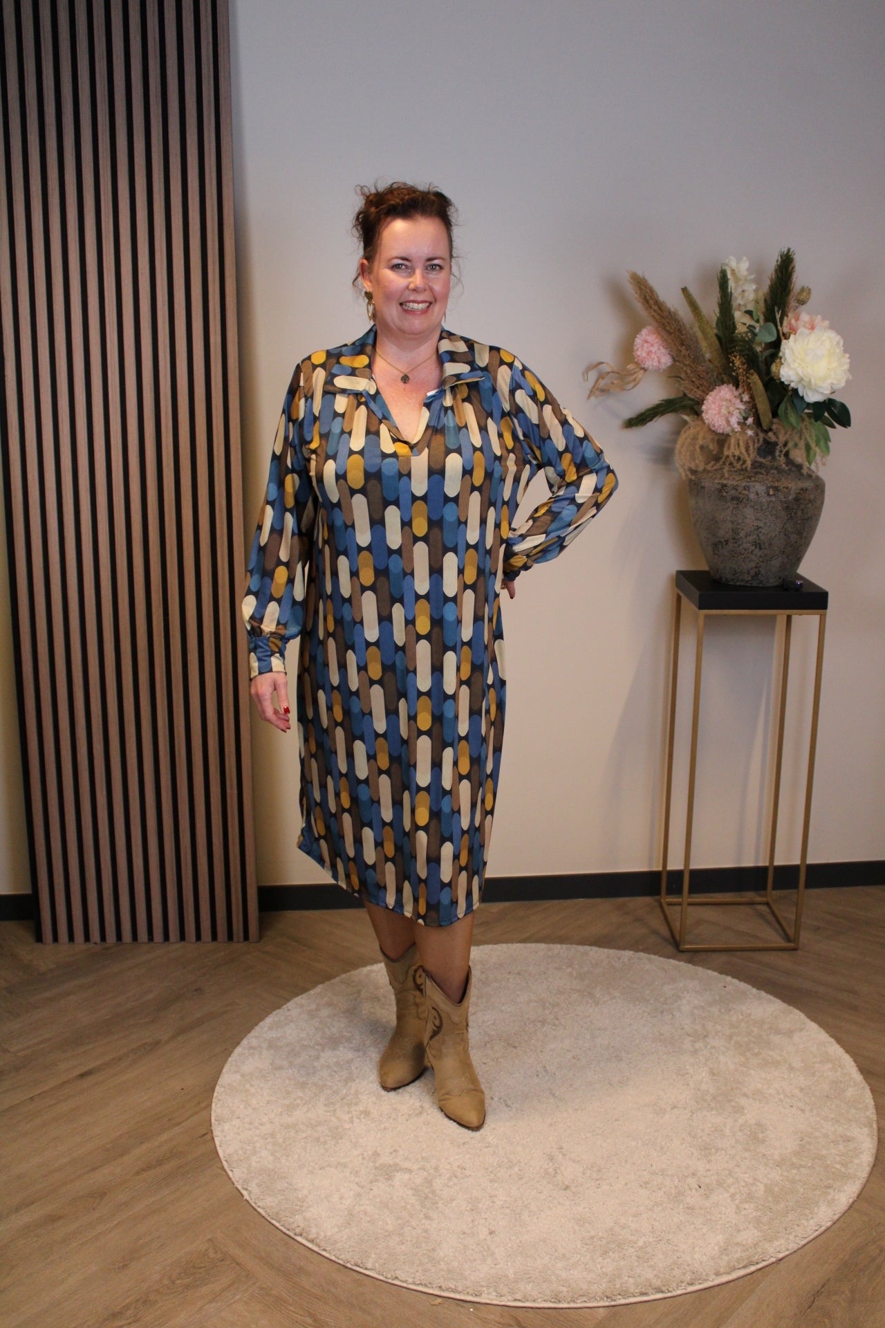 Marise | Blaues Langarmkleid 46 bis 50