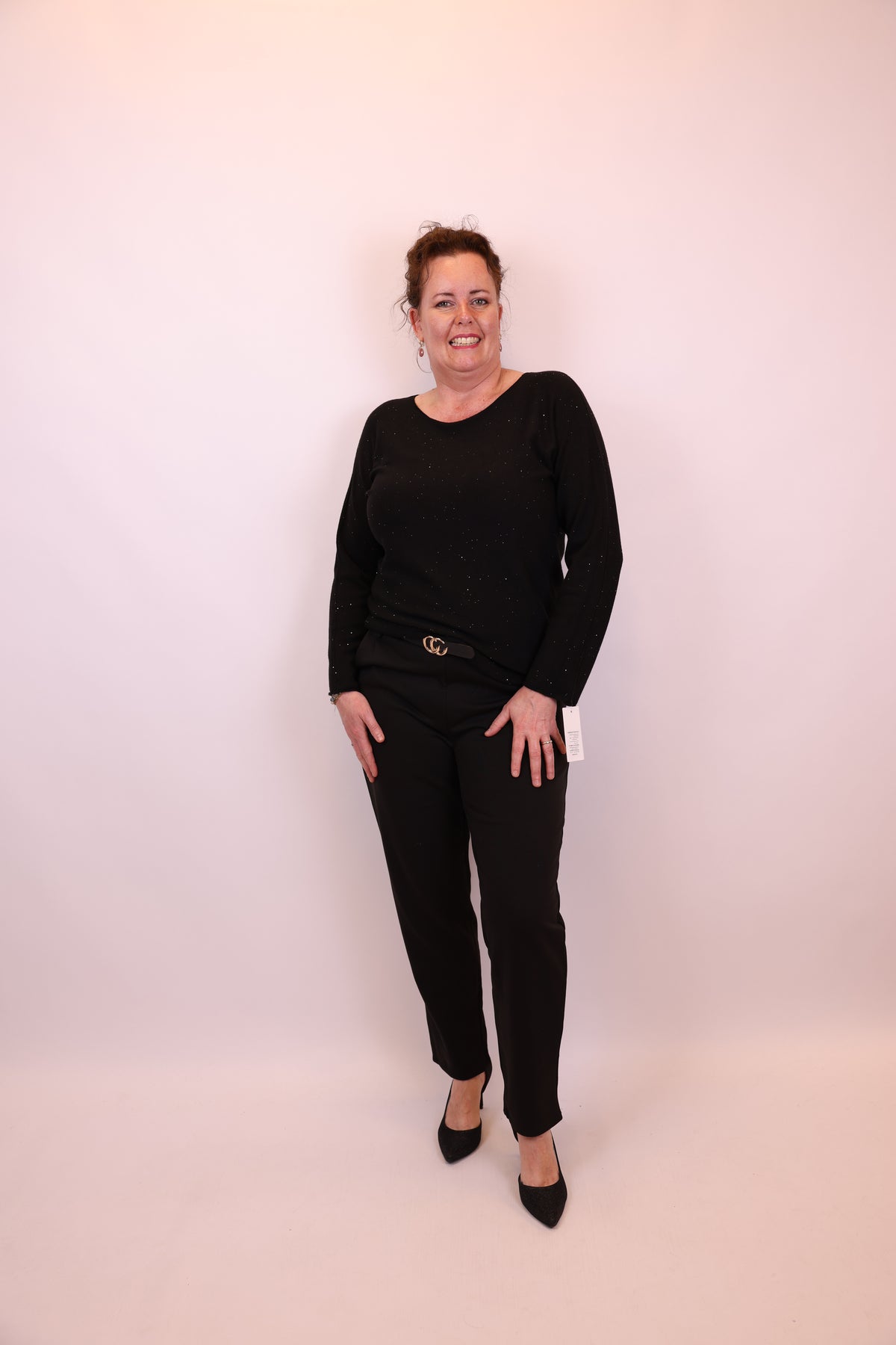 Dora | Bluse schwarz Langarm 52 bis 58