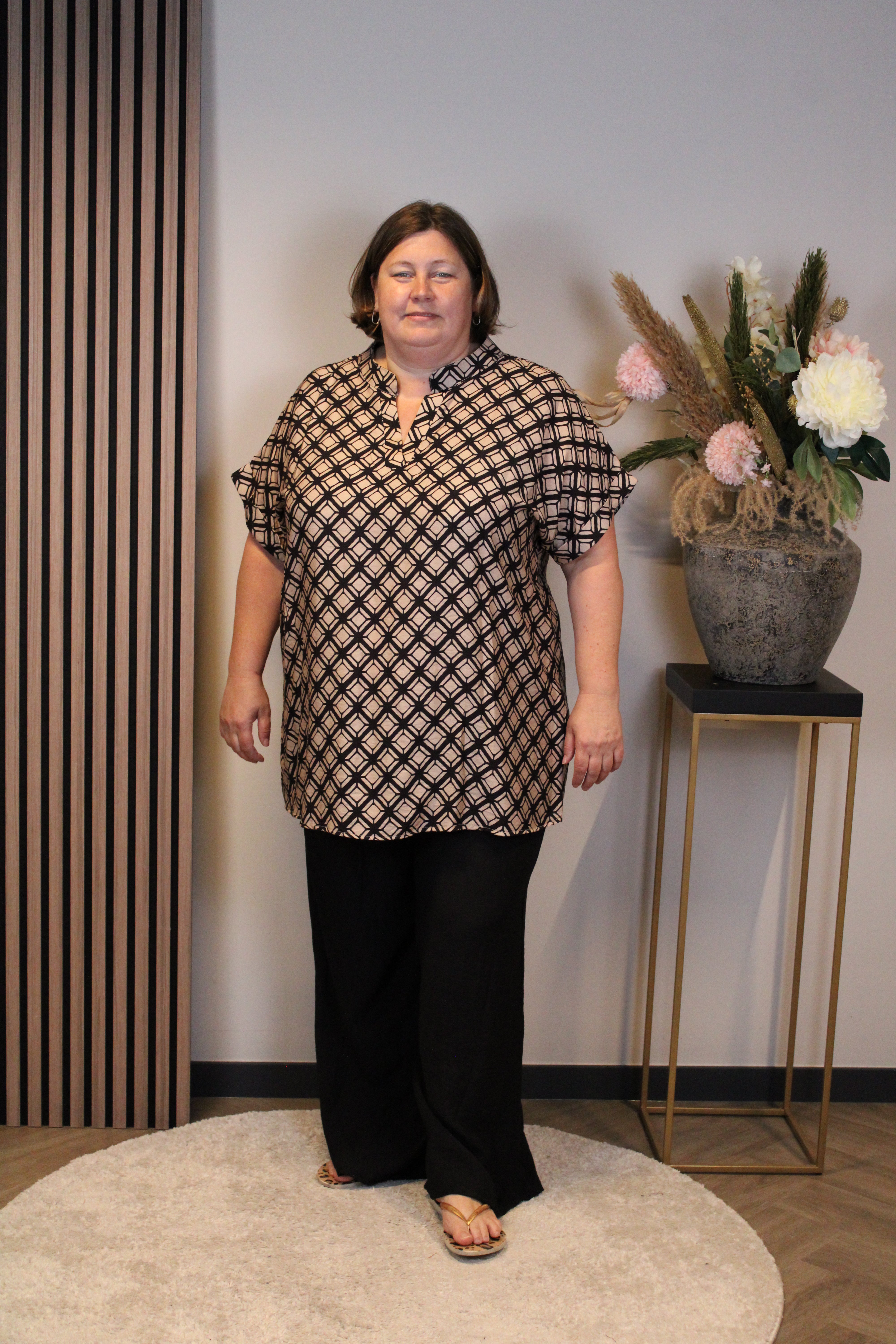 Dora | Bluse schwarz Langarm 52 bis 58