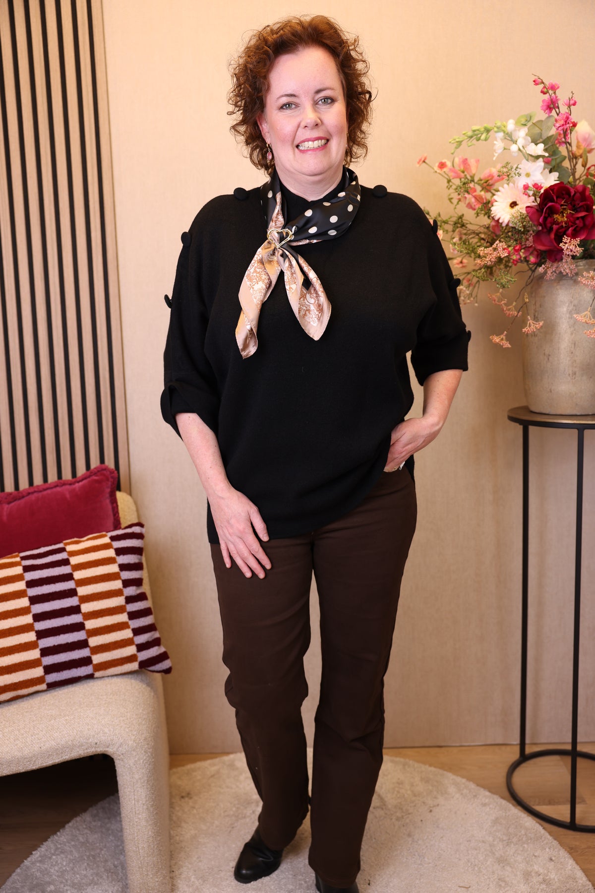 Dora | Bluse schwarz Langarm 52 bis 58