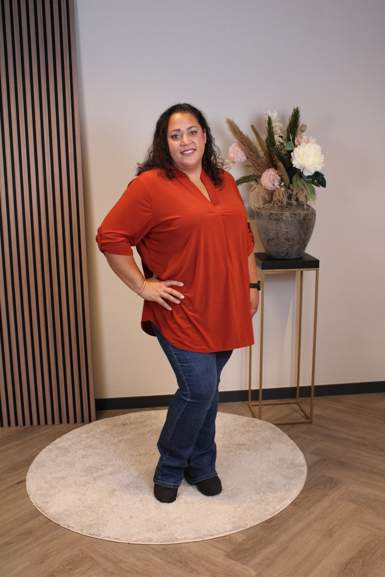 Mara | Bluse rostbraun Langarm 48 bis 52