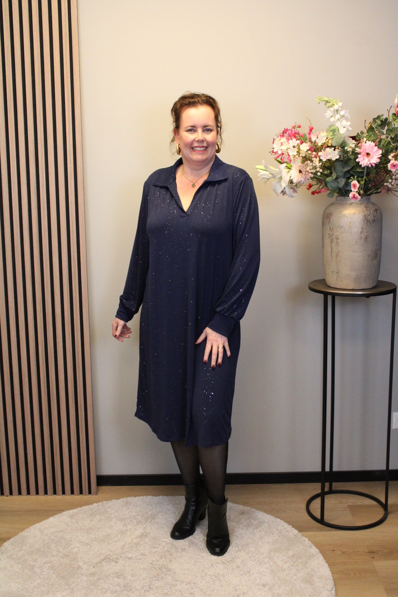 Marise | Blaues Langarmkleid 46 bis 50