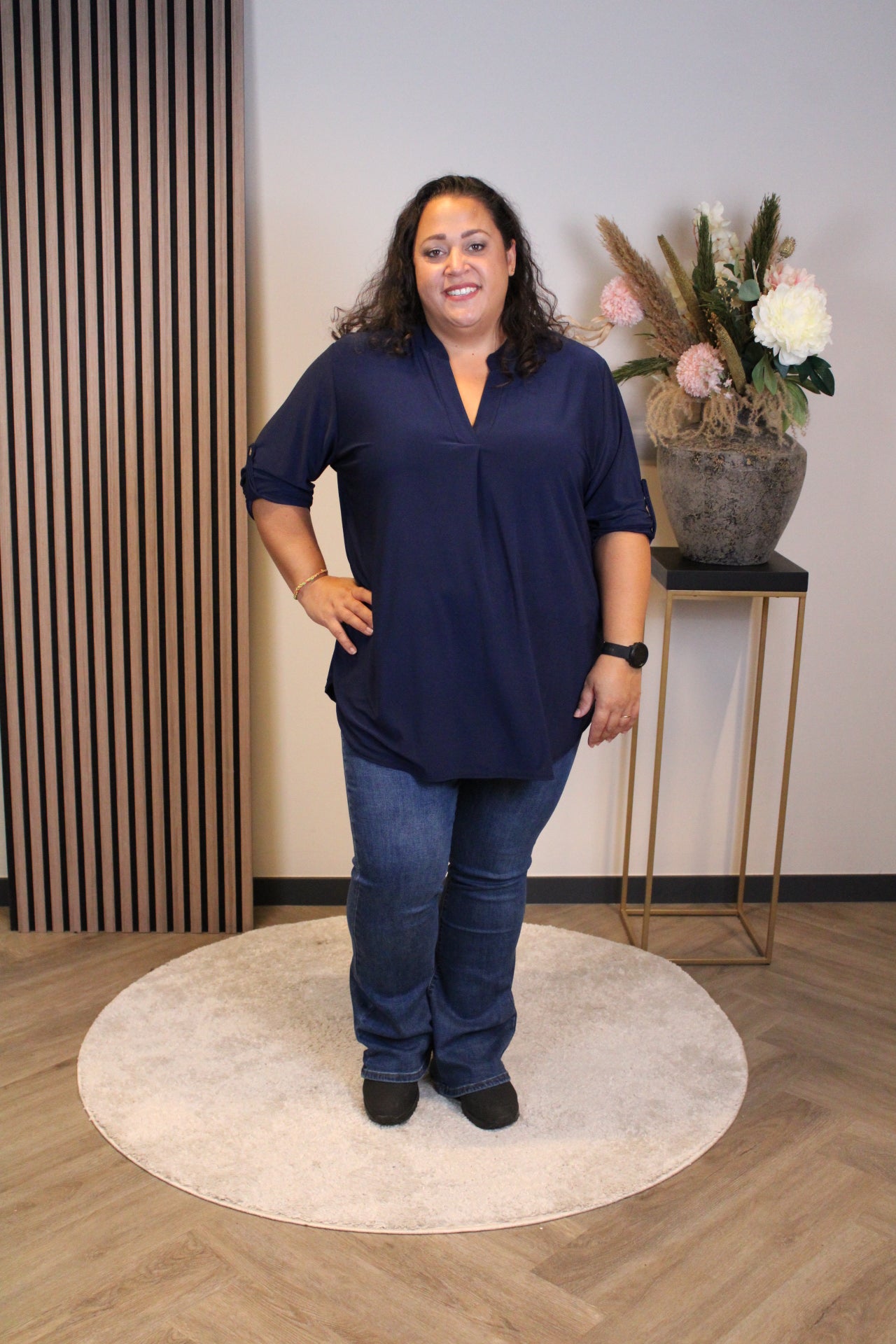 Mara | Bluse marine langarm 48 bis 52