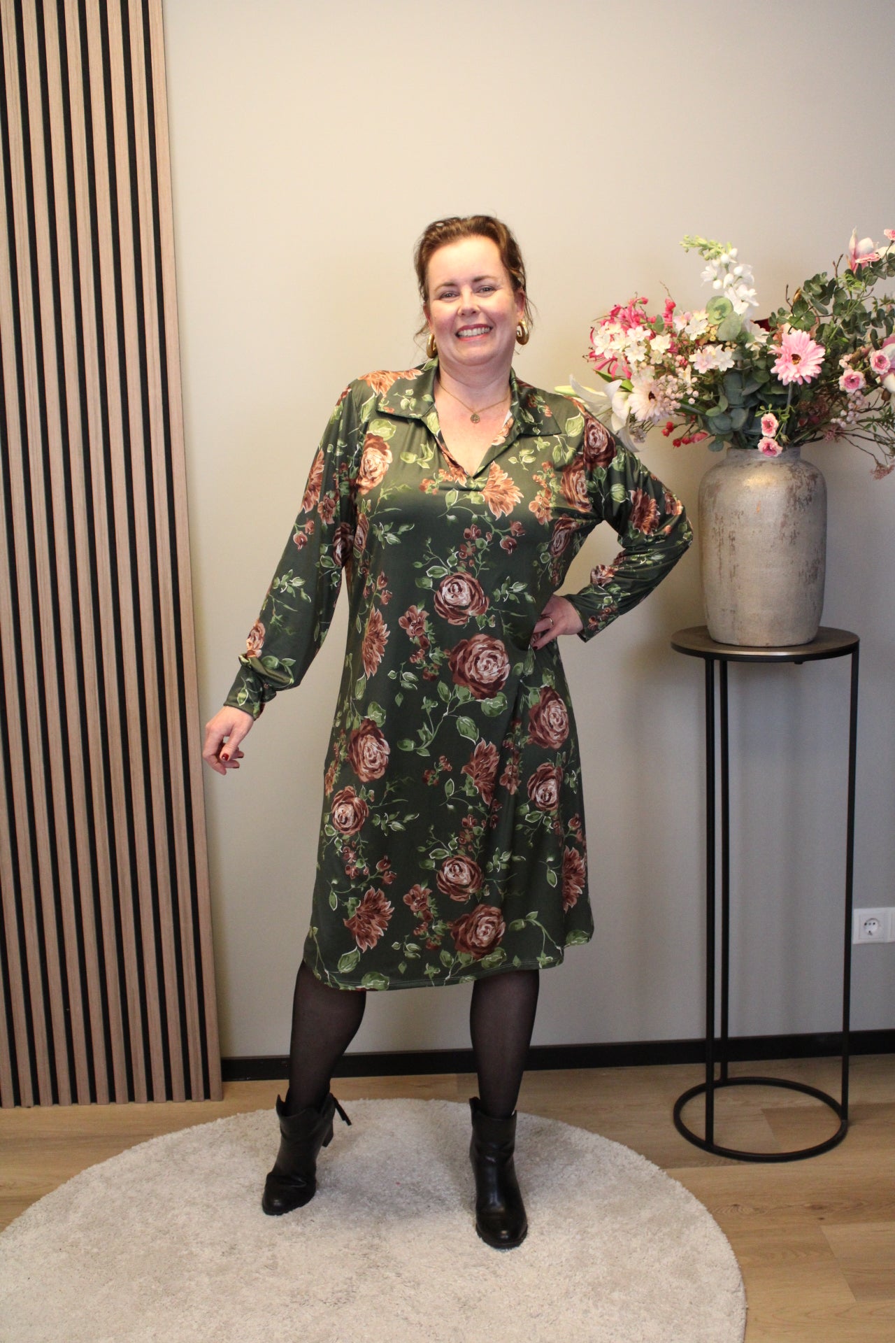 Christa | Grünes Kleid mit langen Ärmeln, Größe 38 bis 44