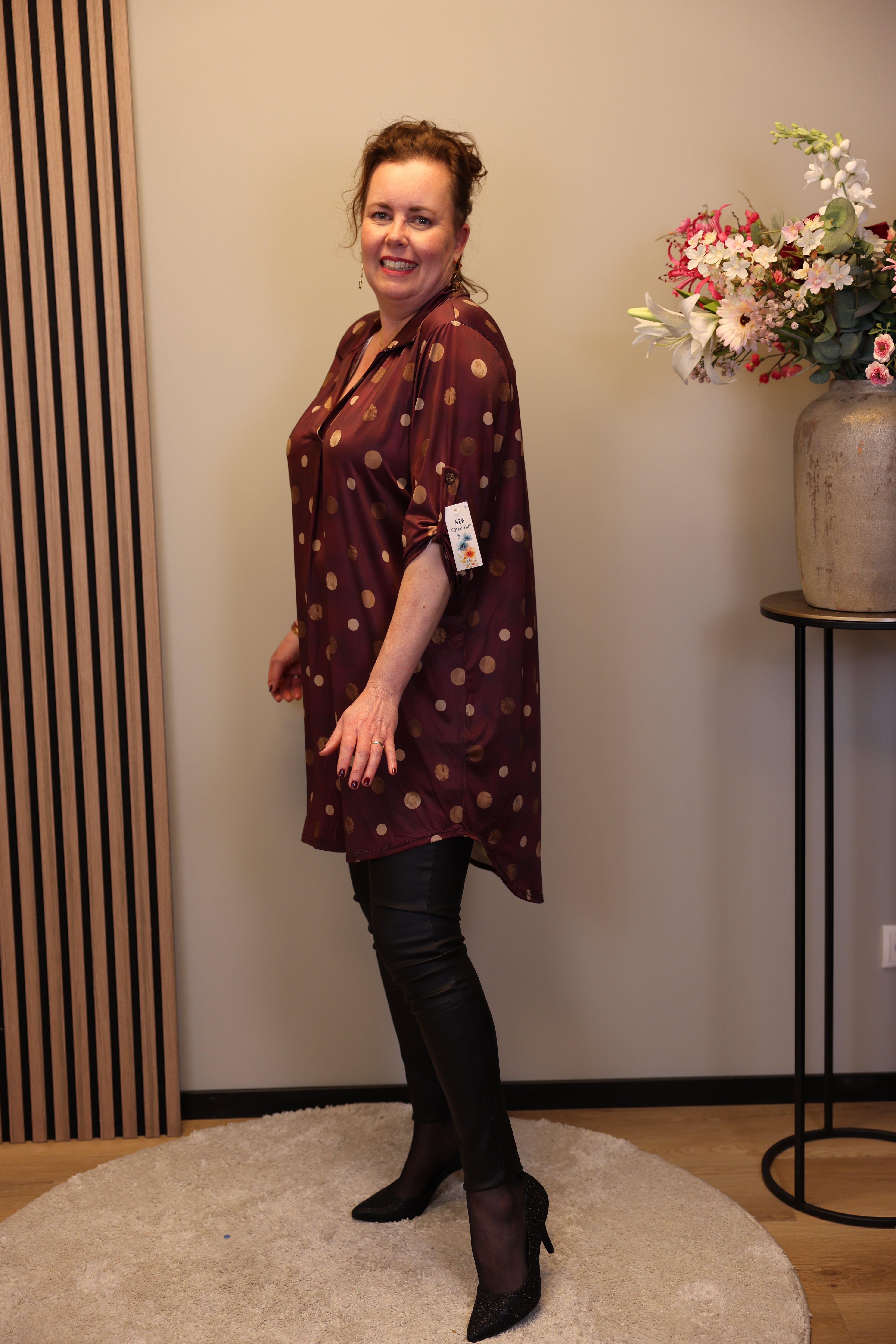 Lana | Blaue Bluse mit Kragen 38 bis 48