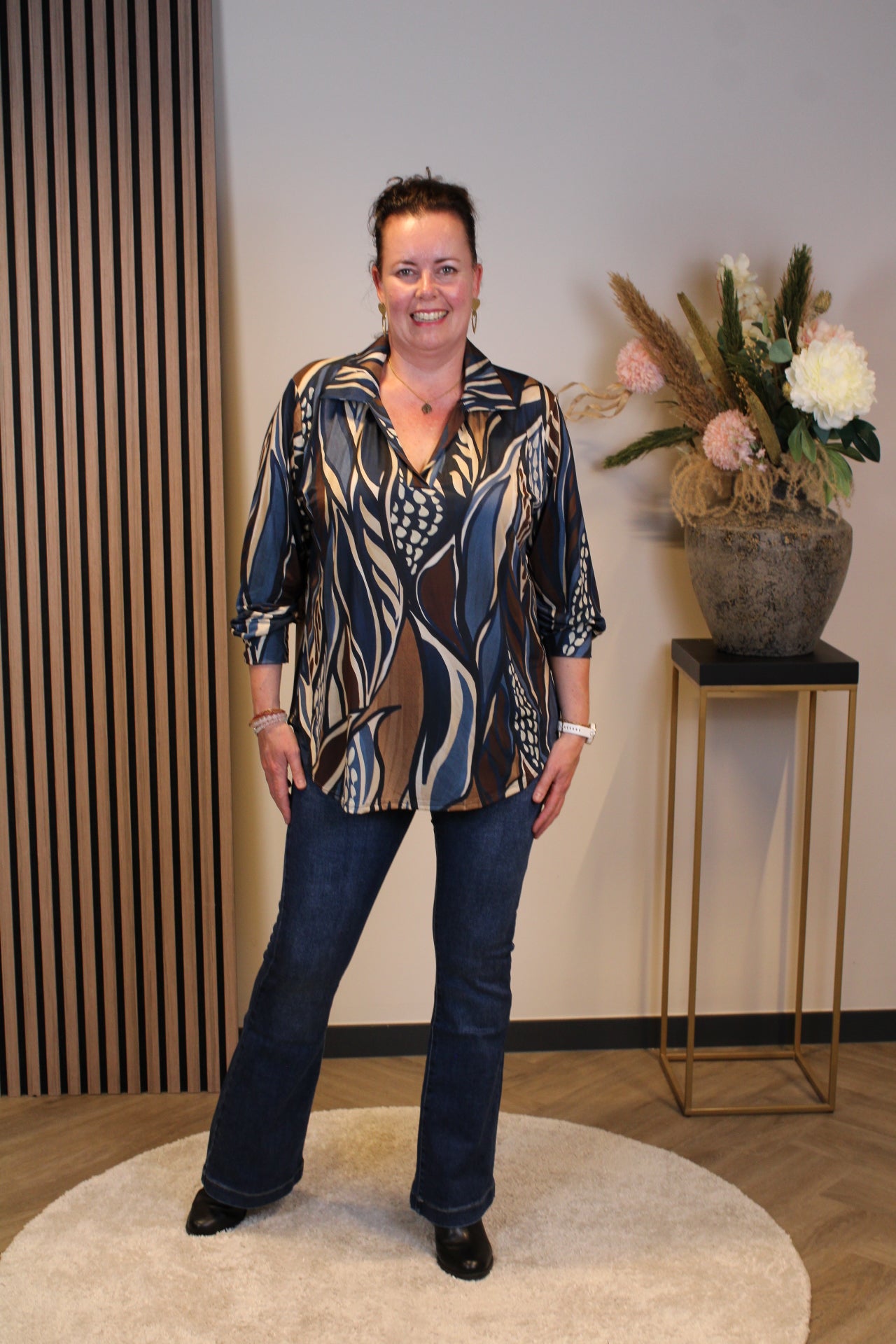 Mona | Bluse mit Kragen blau 48 bis 52