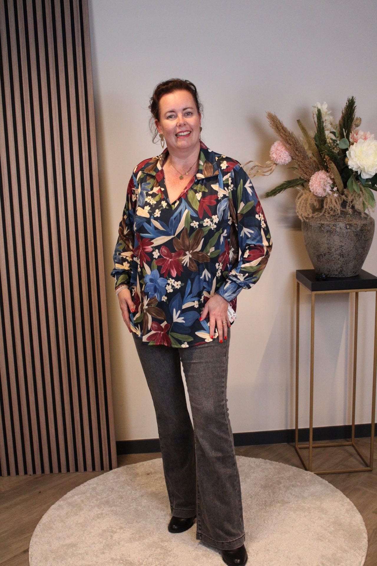 Verona | Blaue Bluse mit Kragen 38 bis 48