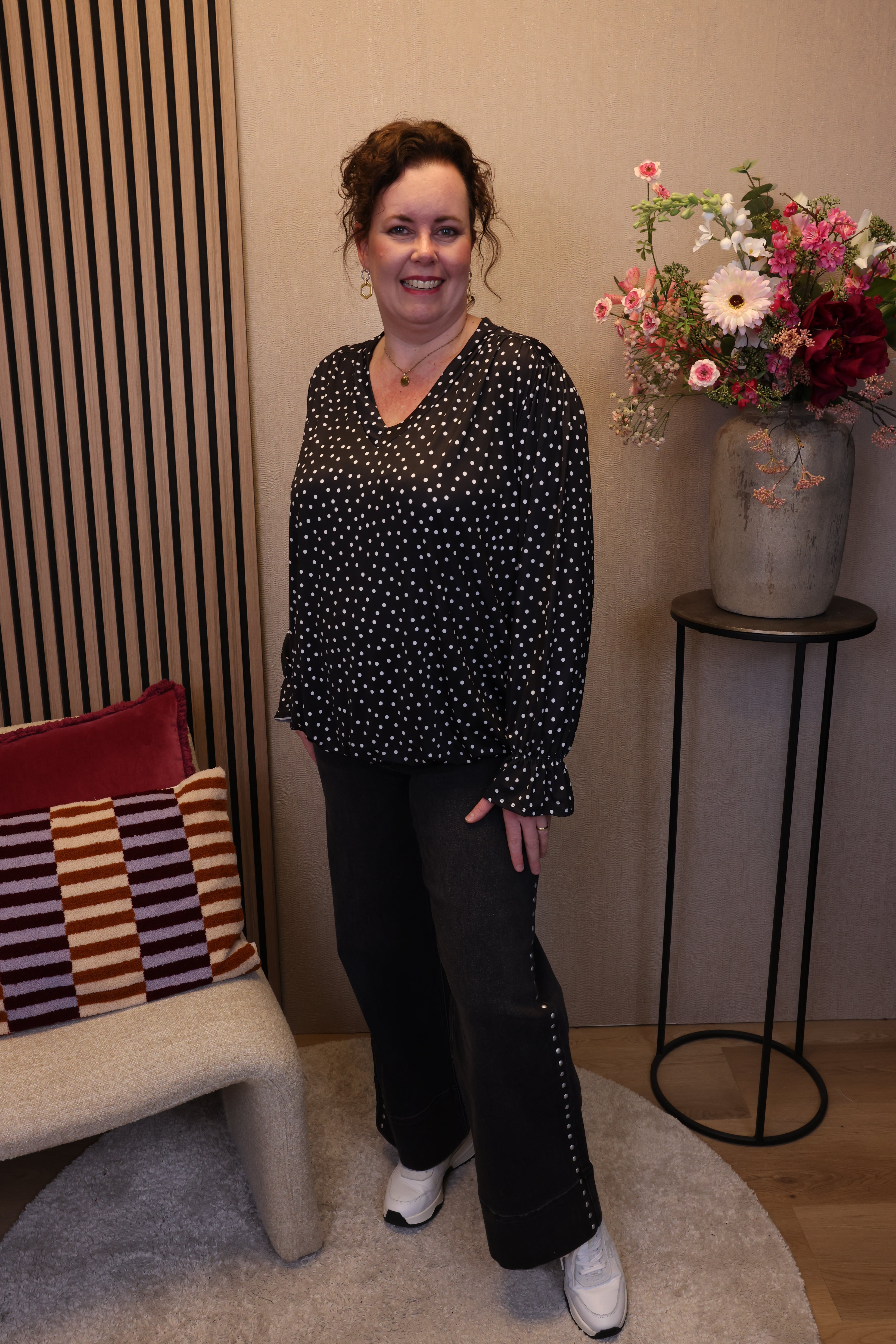 Dora | Bluse schwarz Langarm 52 bis 58