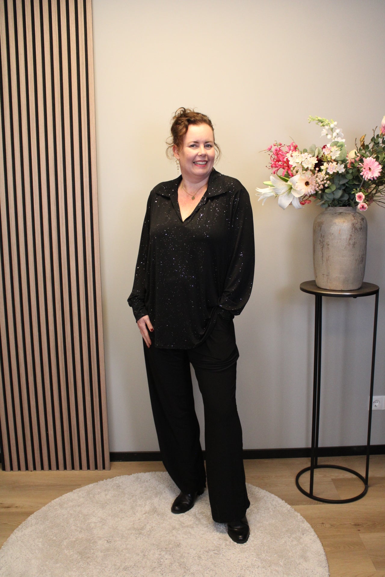 Dora | Bluse schwarz Langarm 52 bis 58
