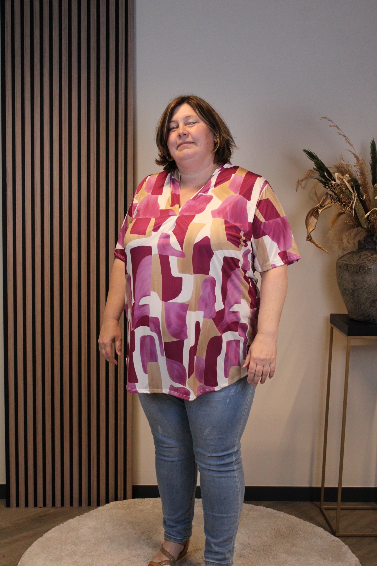 Astrid | Blouse roze korte mouw 52 t/m 58