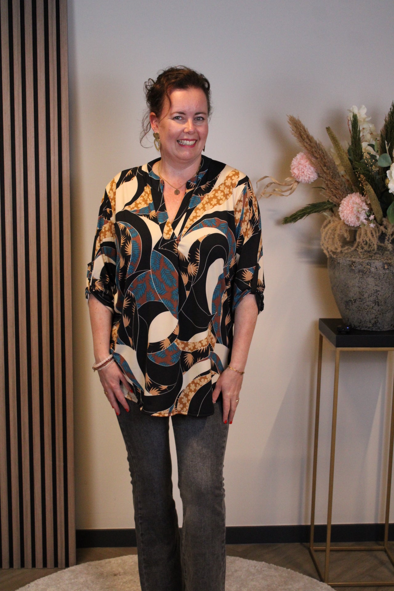 Dora | Bluse schwarz Langarm 52 bis 58